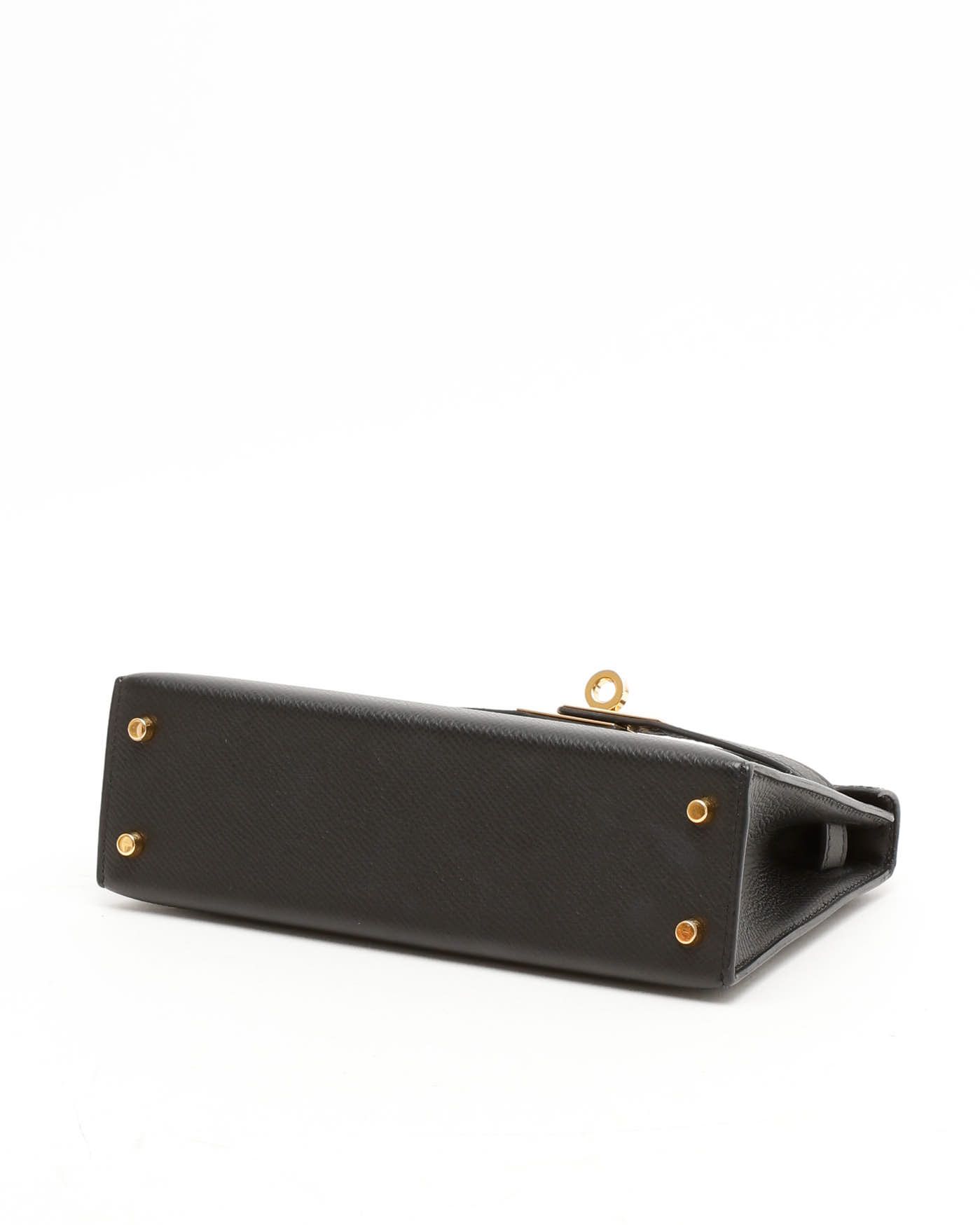 Pre-owned Hermes Hermès Mini Kelly Ii Sellier Epsom Bag In Black