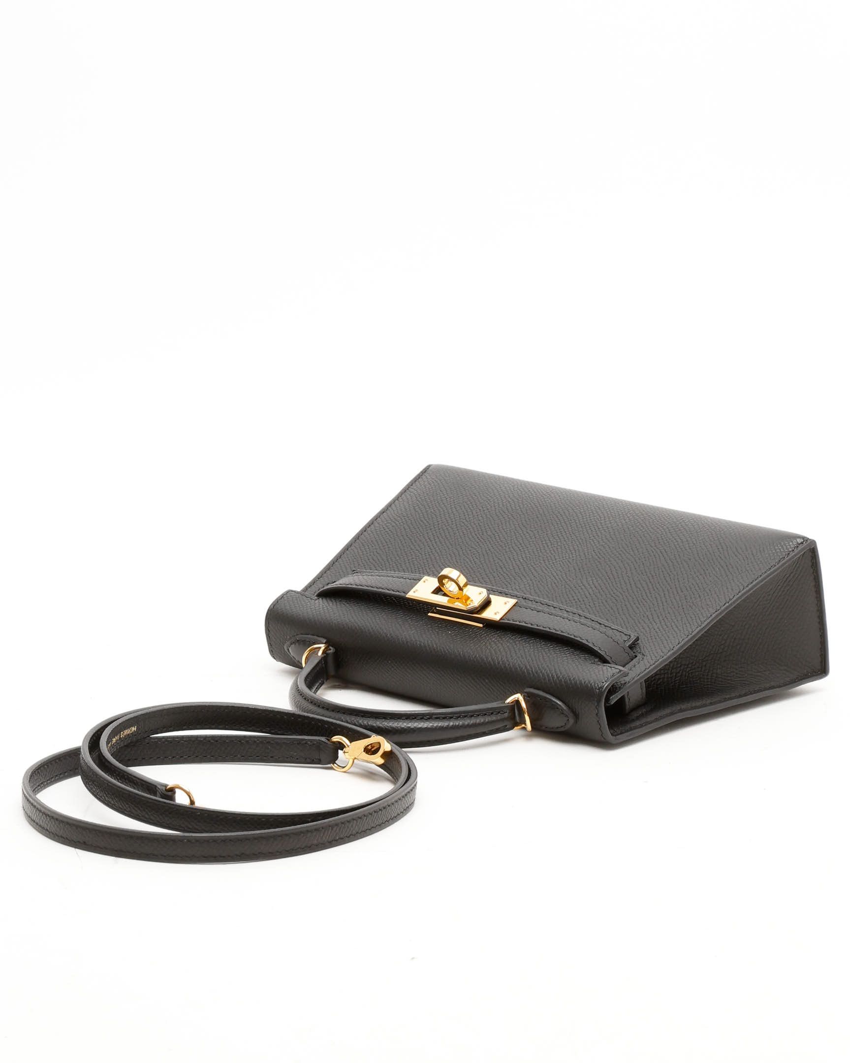 Pre-owned Hermes Hermès Mini Kelly Ii Sellier Epsom Bag In Black