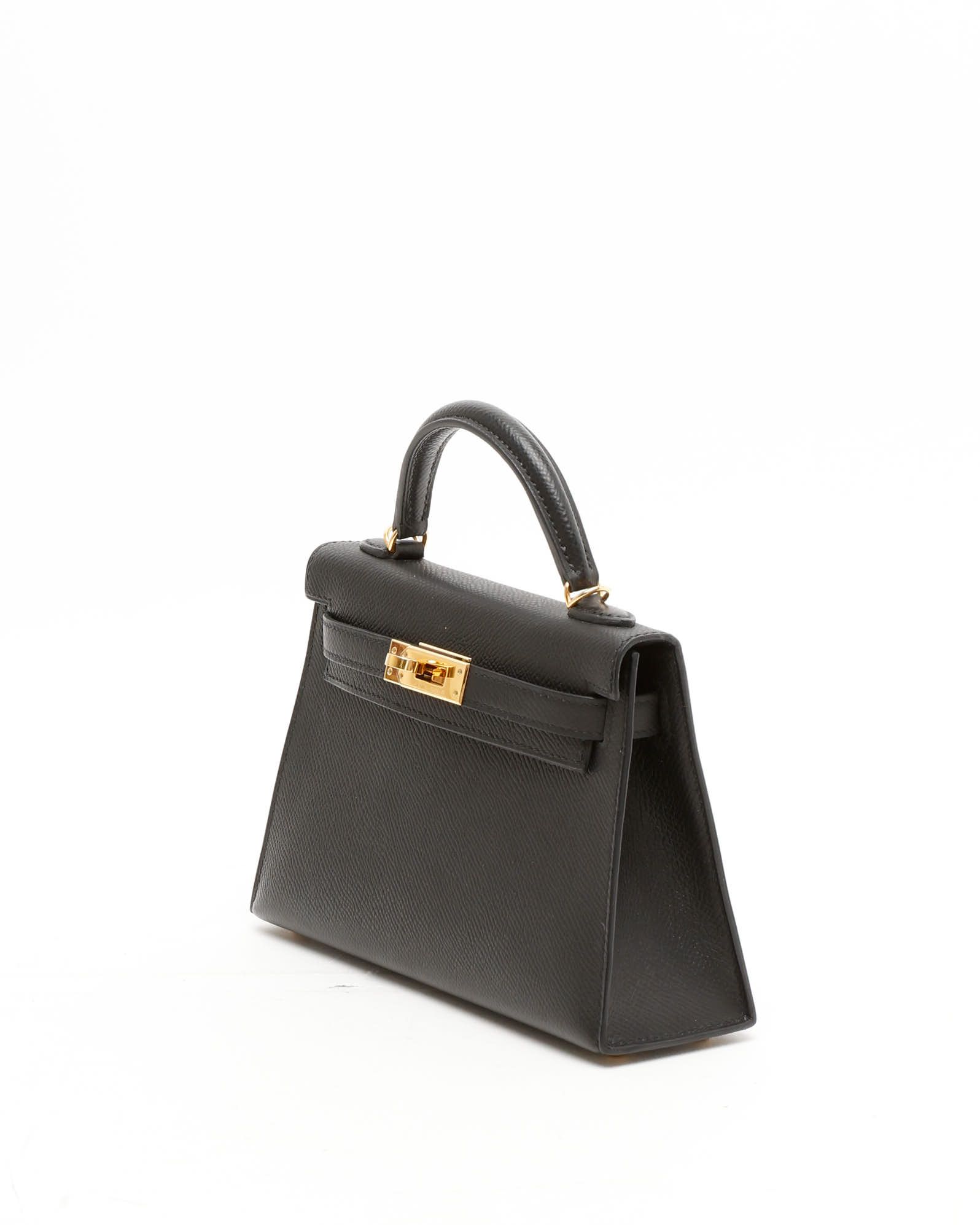 Pre-owned Hermes Hermès Mini Kelly Ii Sellier Epsom Bag In Black