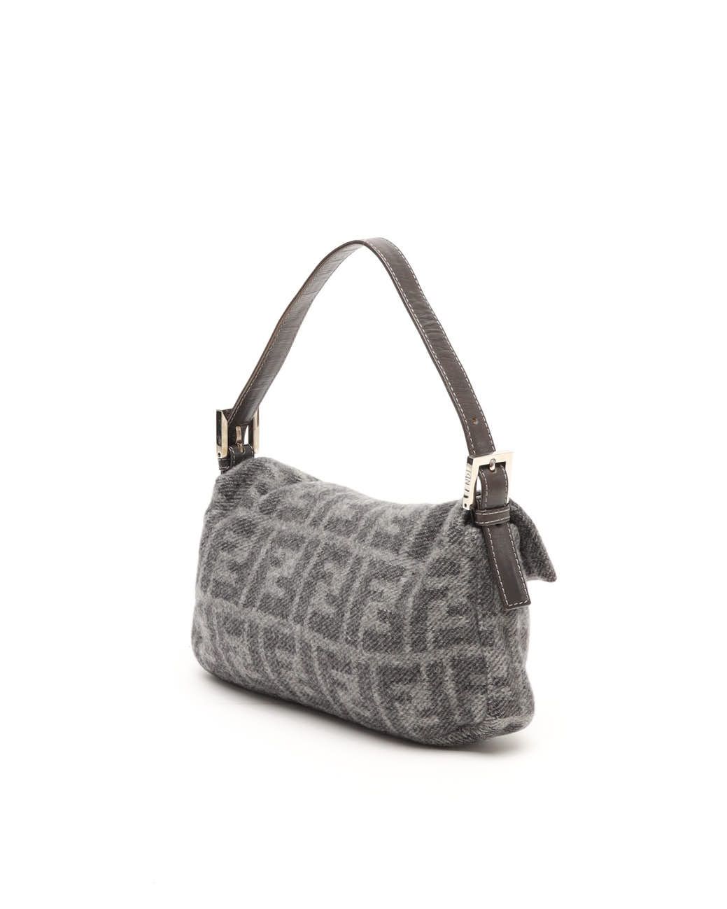 Fendi Casmere Zucca Baguette Bag In Gray