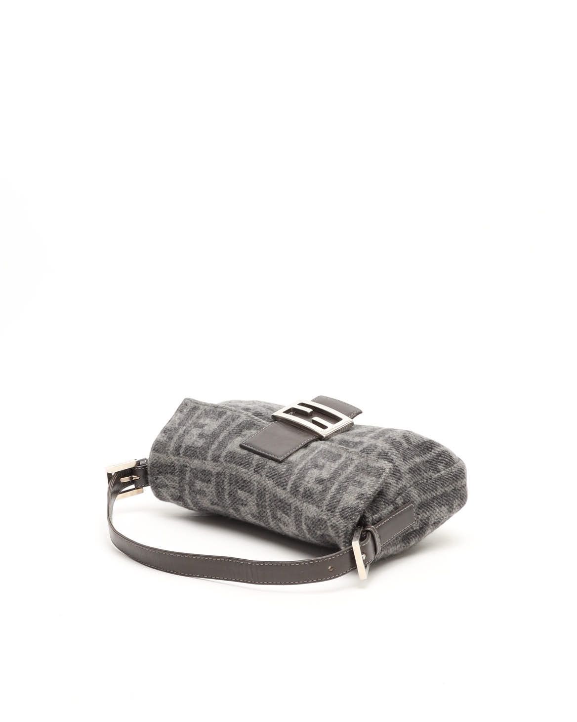 Fendi Casmere Zucca Baguette Bag In Gray