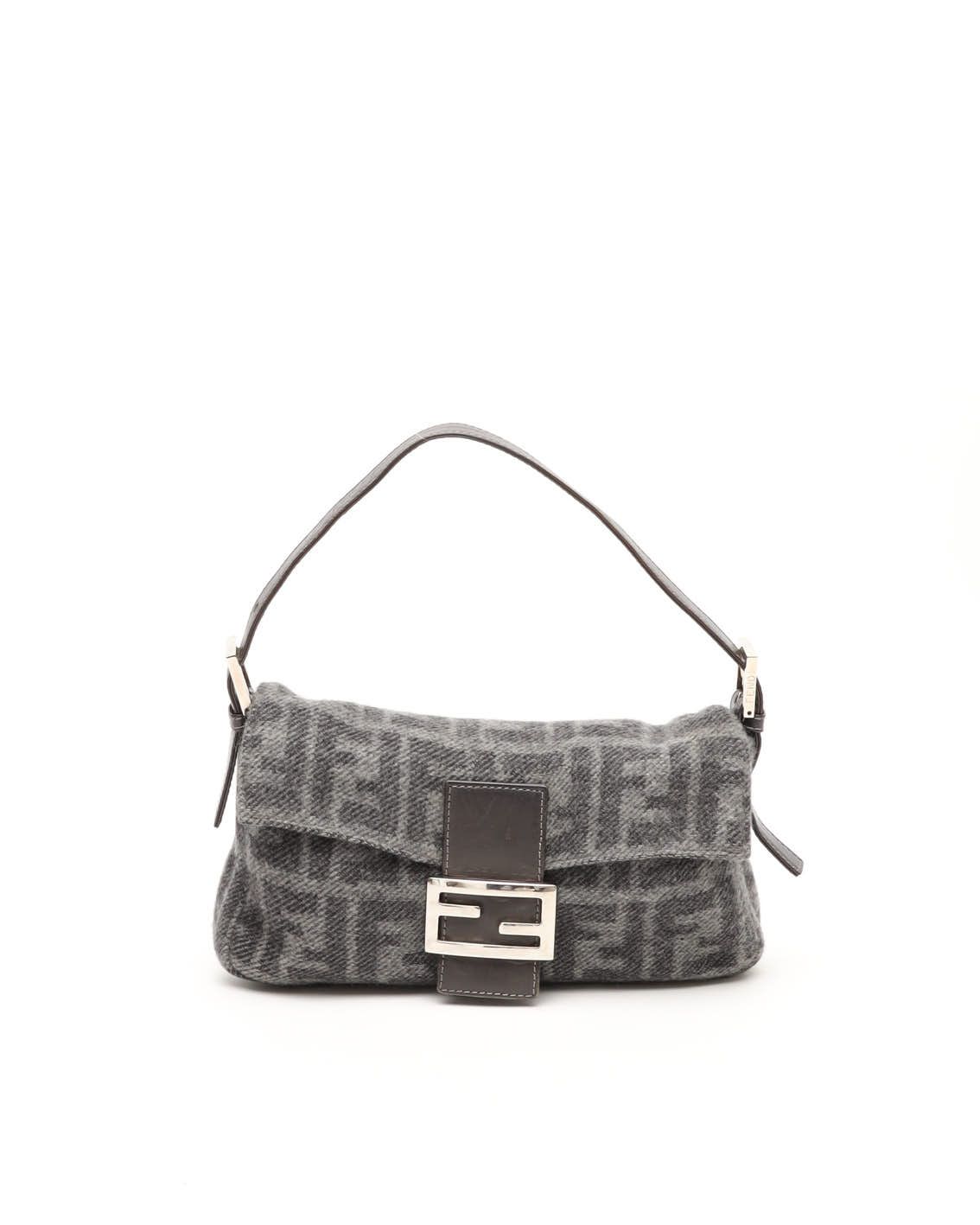 Fendi Casmere Zucca Baguette Bag In Gray