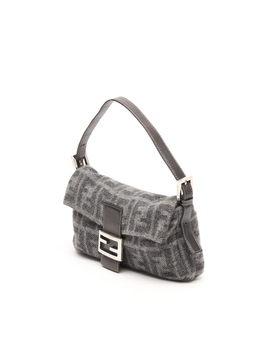 Fendi Casmere Zucca Baguette Bag In Gray