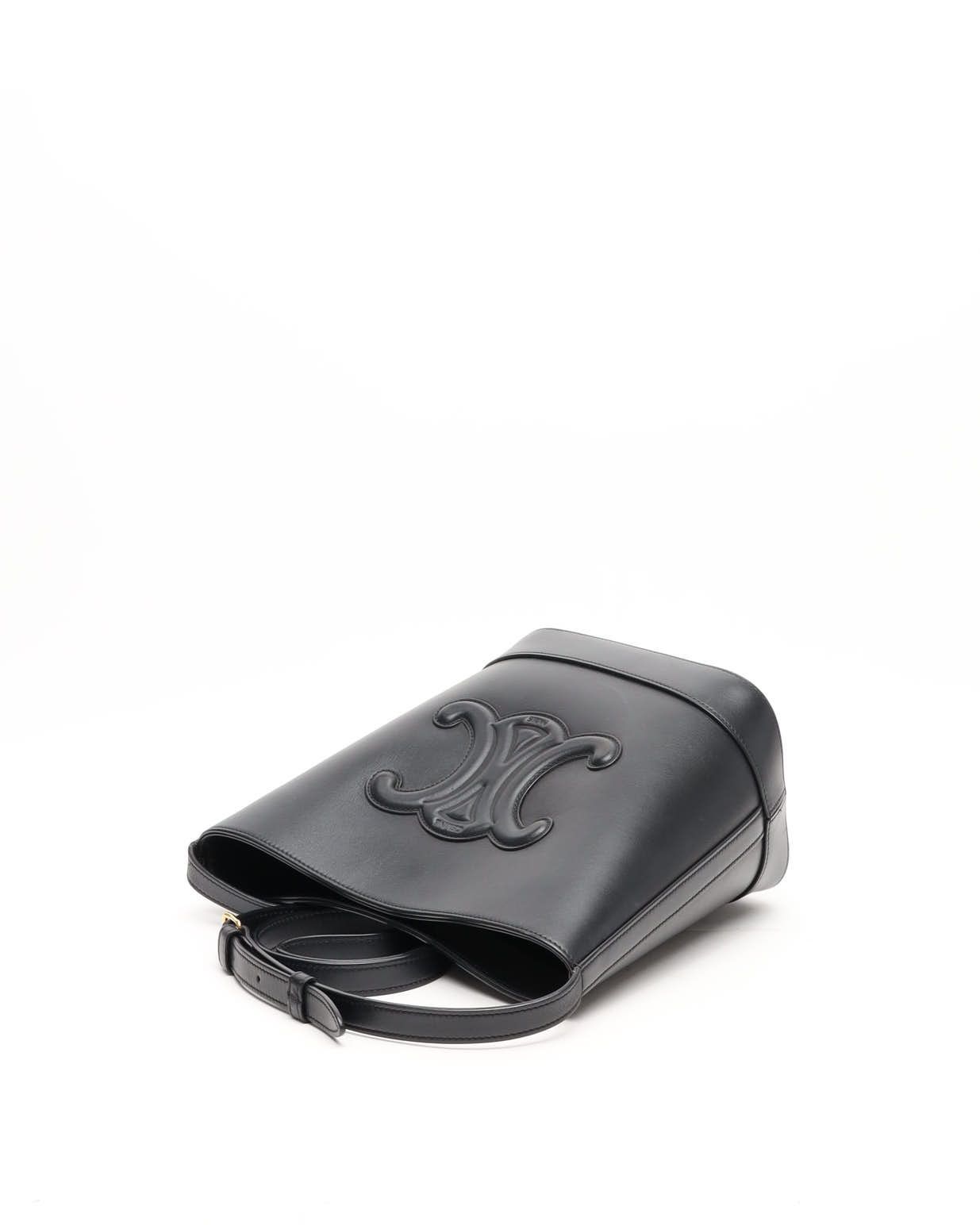 Celine Céline Small Bucket Cuir Triomphe Bag In Black