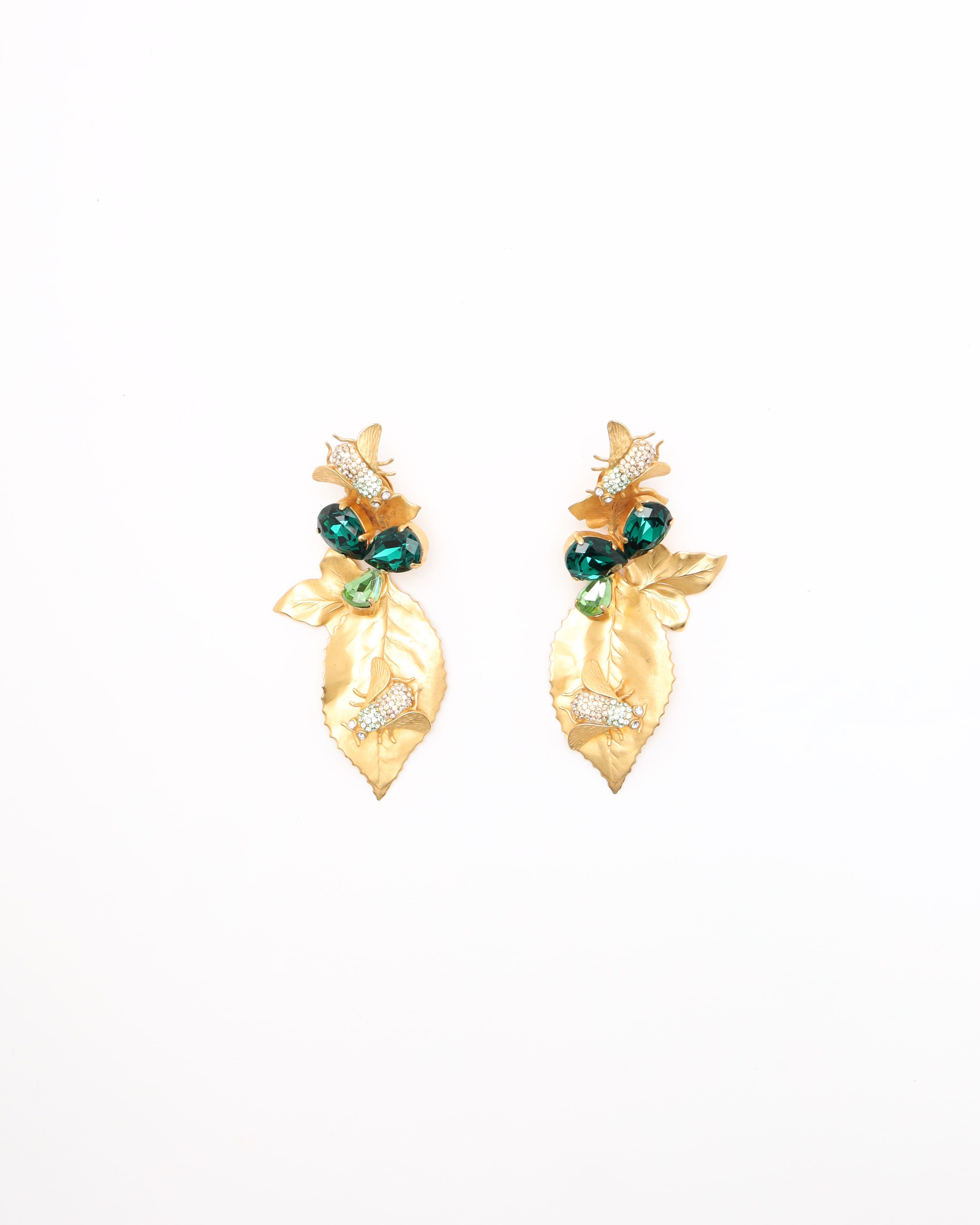 Dolce & Gabbana Dangling Rhinestone Clip-on Earrings In Gold