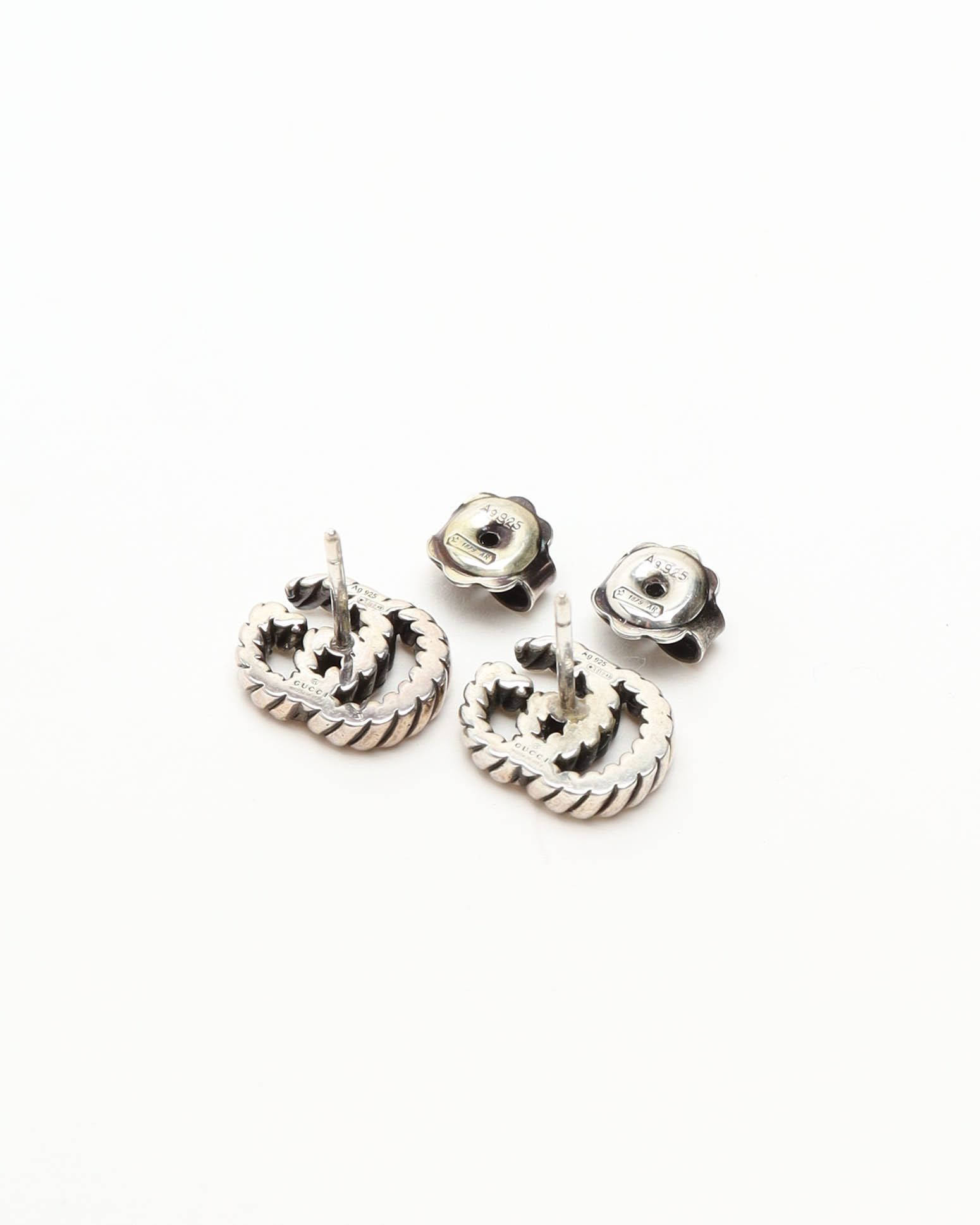Gucci Gg Silver Marmont Twist Earrings In Silver
