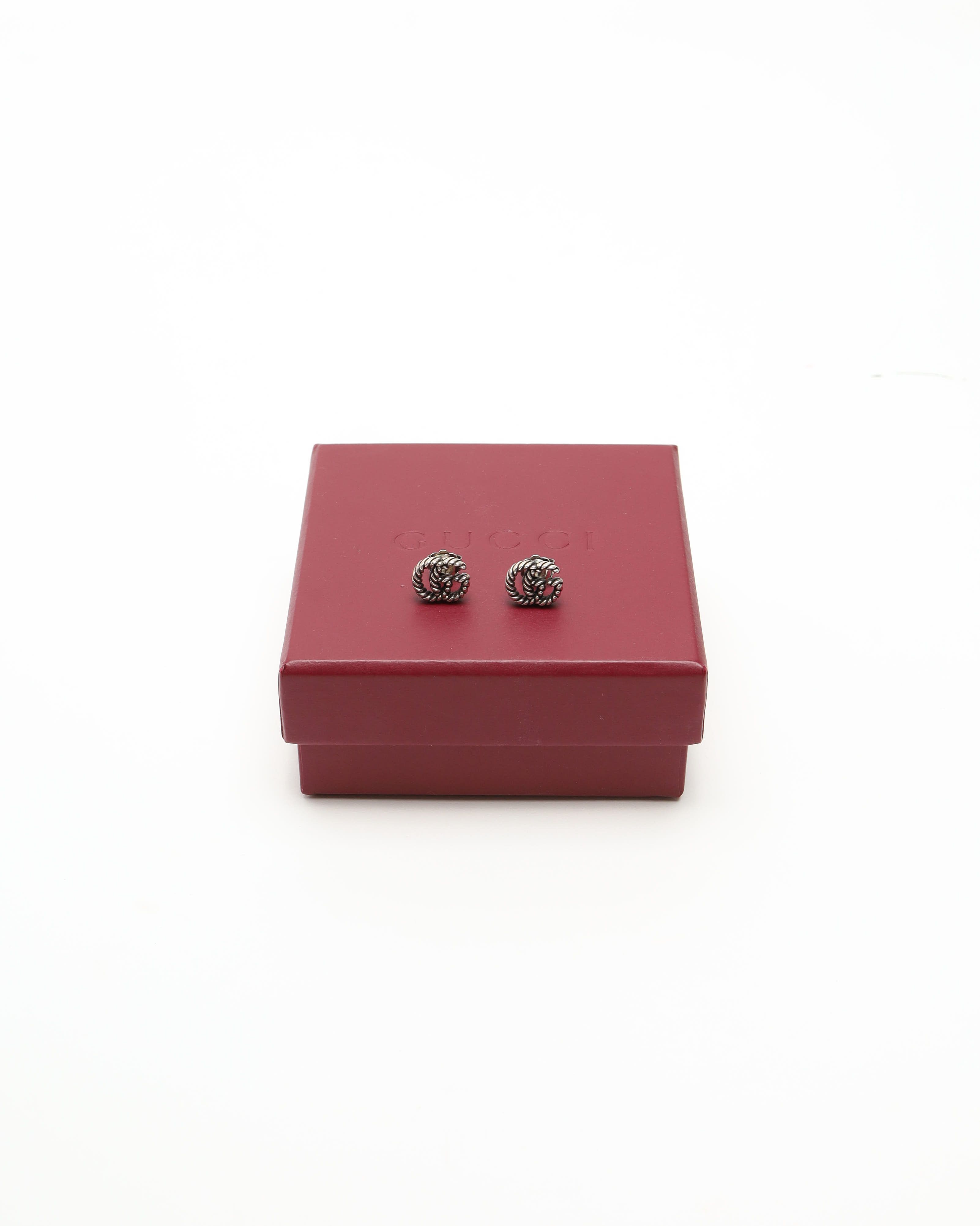 Gucci Gg Silver Marmont Twist Earrings In Silver