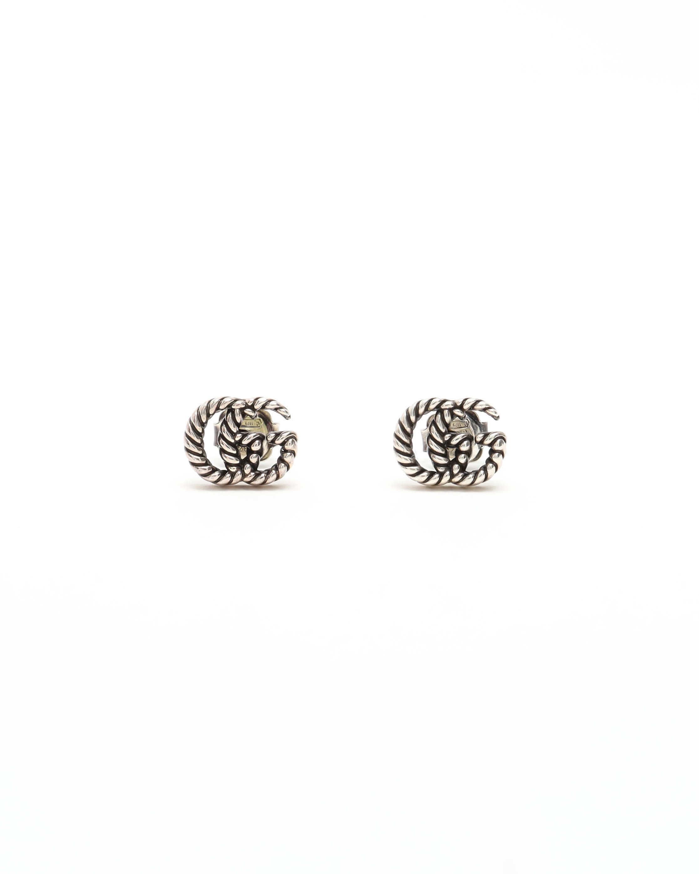 Gucci Gg Silver Marmont Twist Earrings In Silver