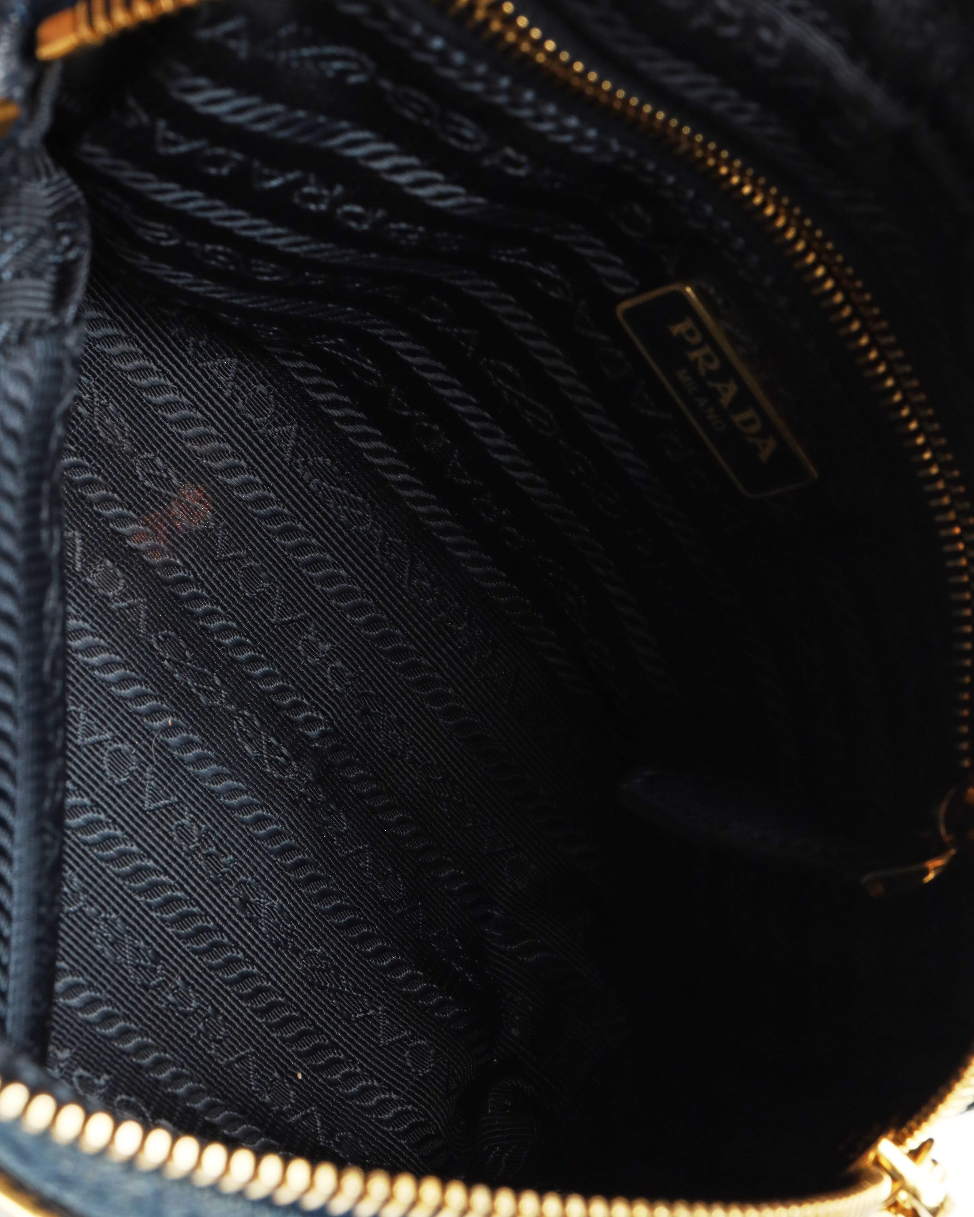 Prada Denim Toiletry Pouch In Blue