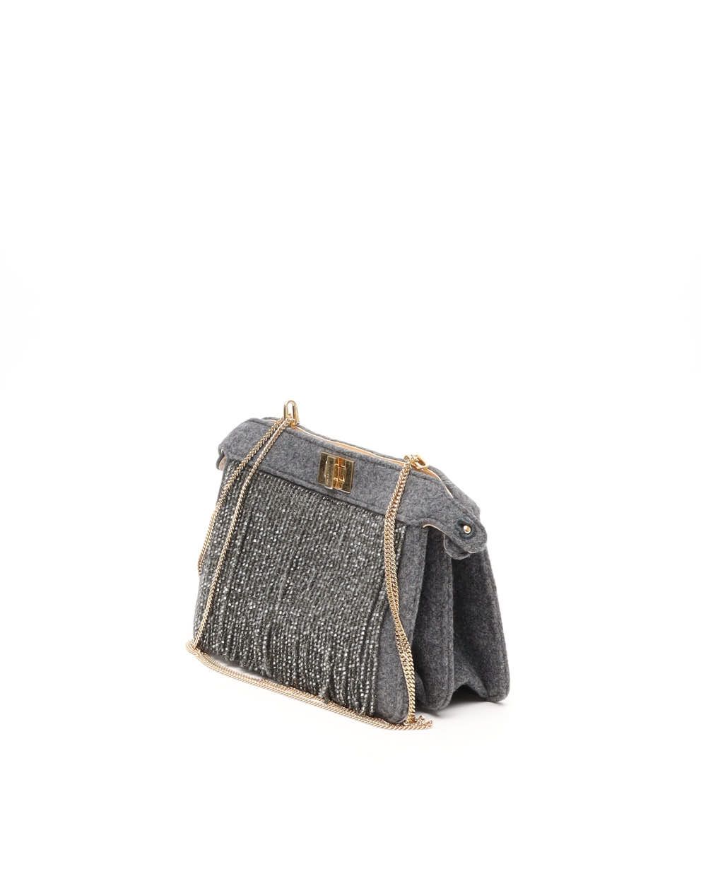 Fendi Small Flannel Bead Peekaboo Iseeu Chain Bag In Gray