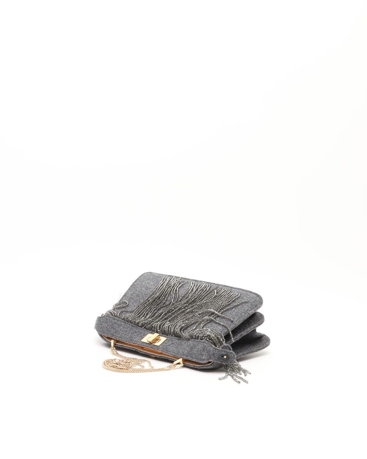 Fendi Small Flannel Bead Peekaboo Iseeu Chain Bag In Gray