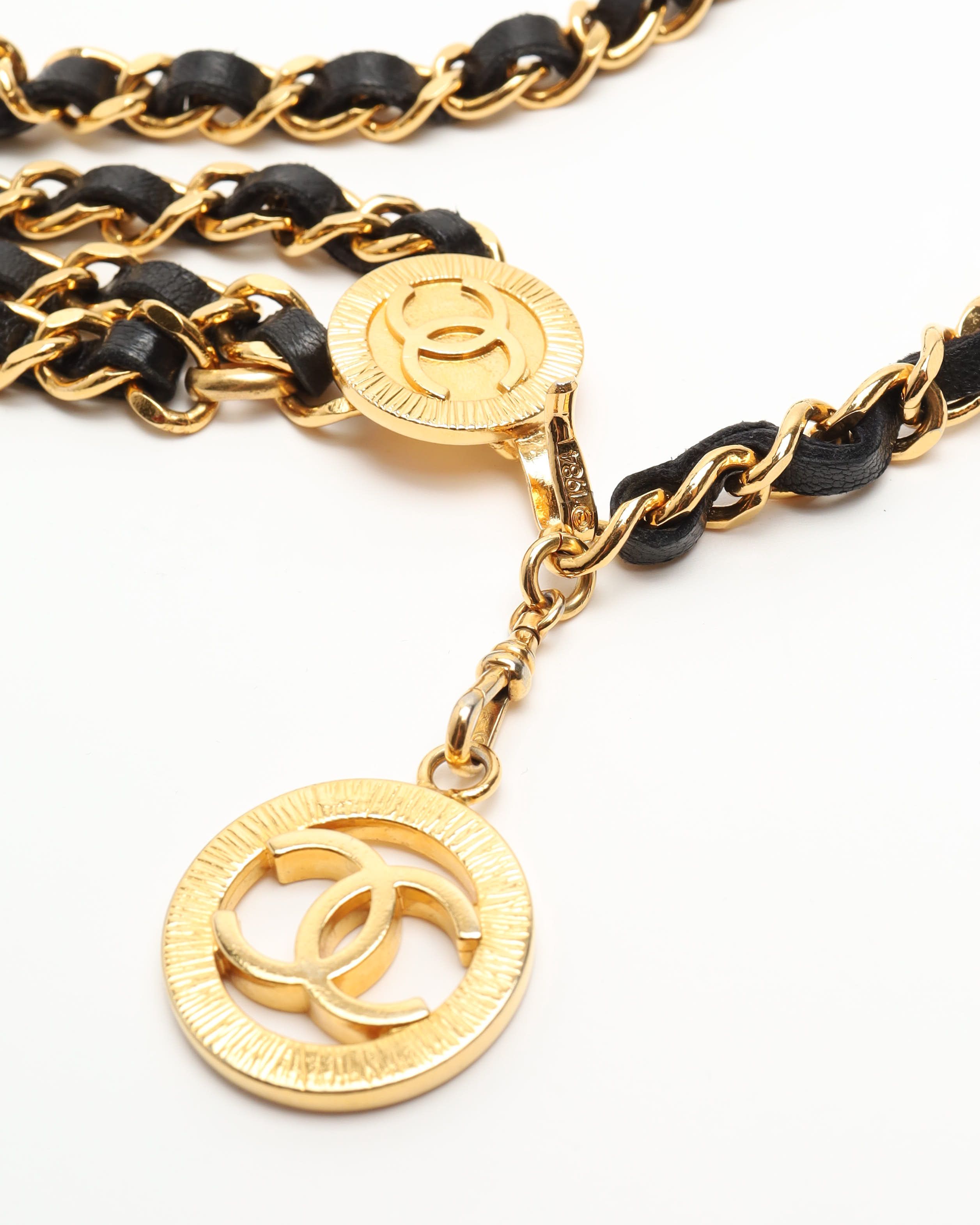 Pre-owned Chanel 3-row Leather Chain Belt In Multi