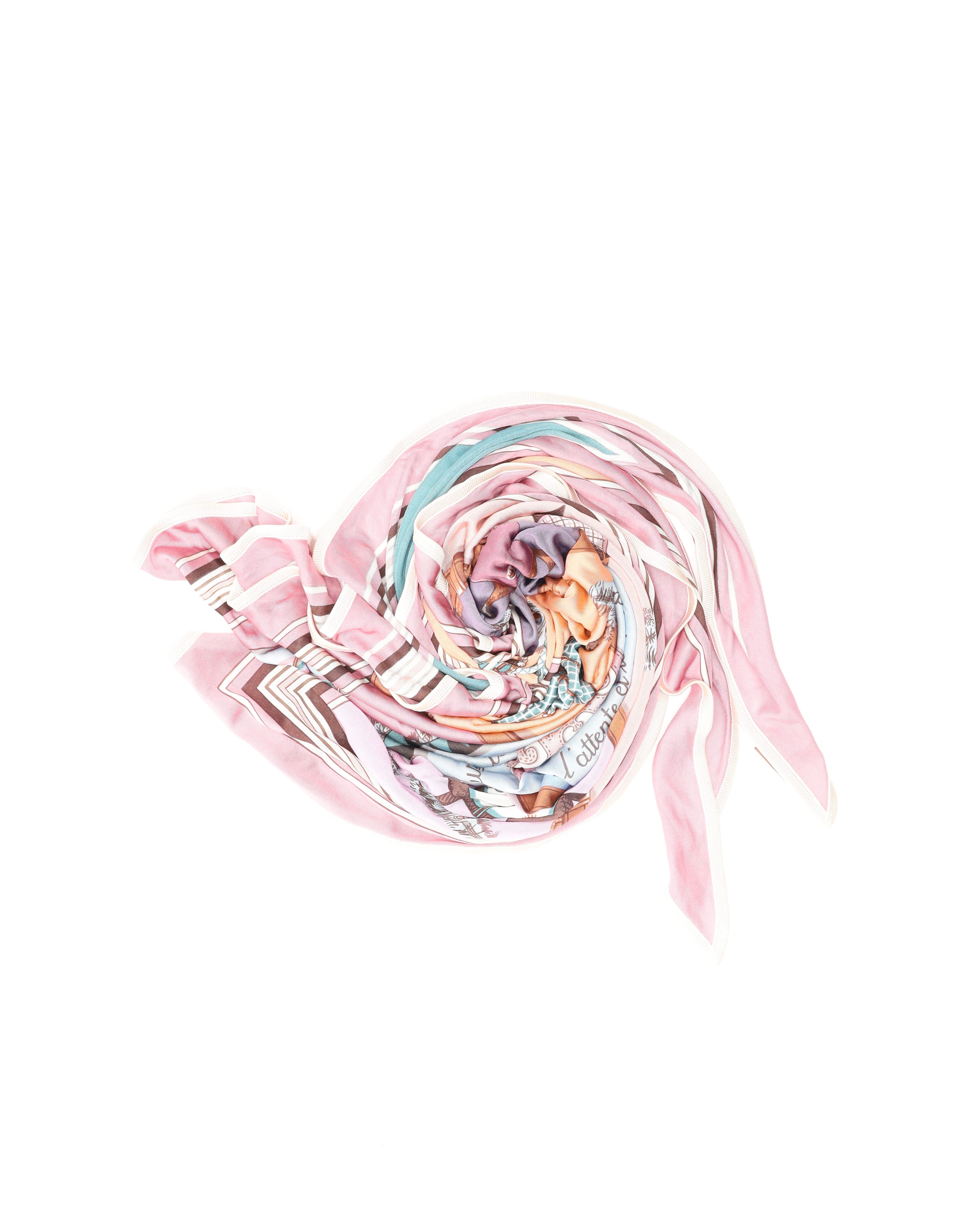 Pre-owned Hermes Hermès Couvertures Et Tenues De Jour Forever Triangle Silk Scarf In Multi