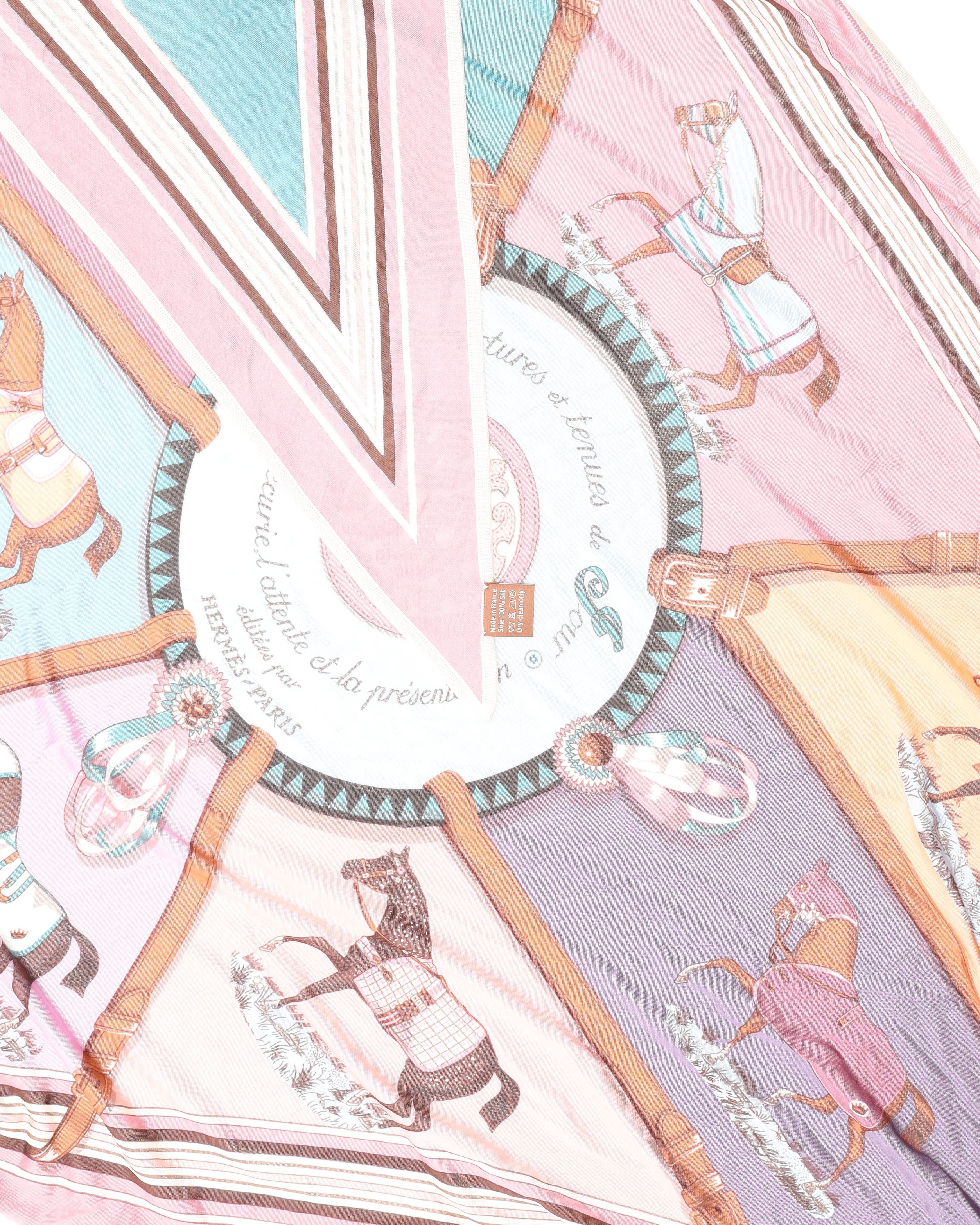 Pre-owned Hermes Hermès Couvertures Et Tenues De Jour Forever Triangle Silk Scarf In Multi