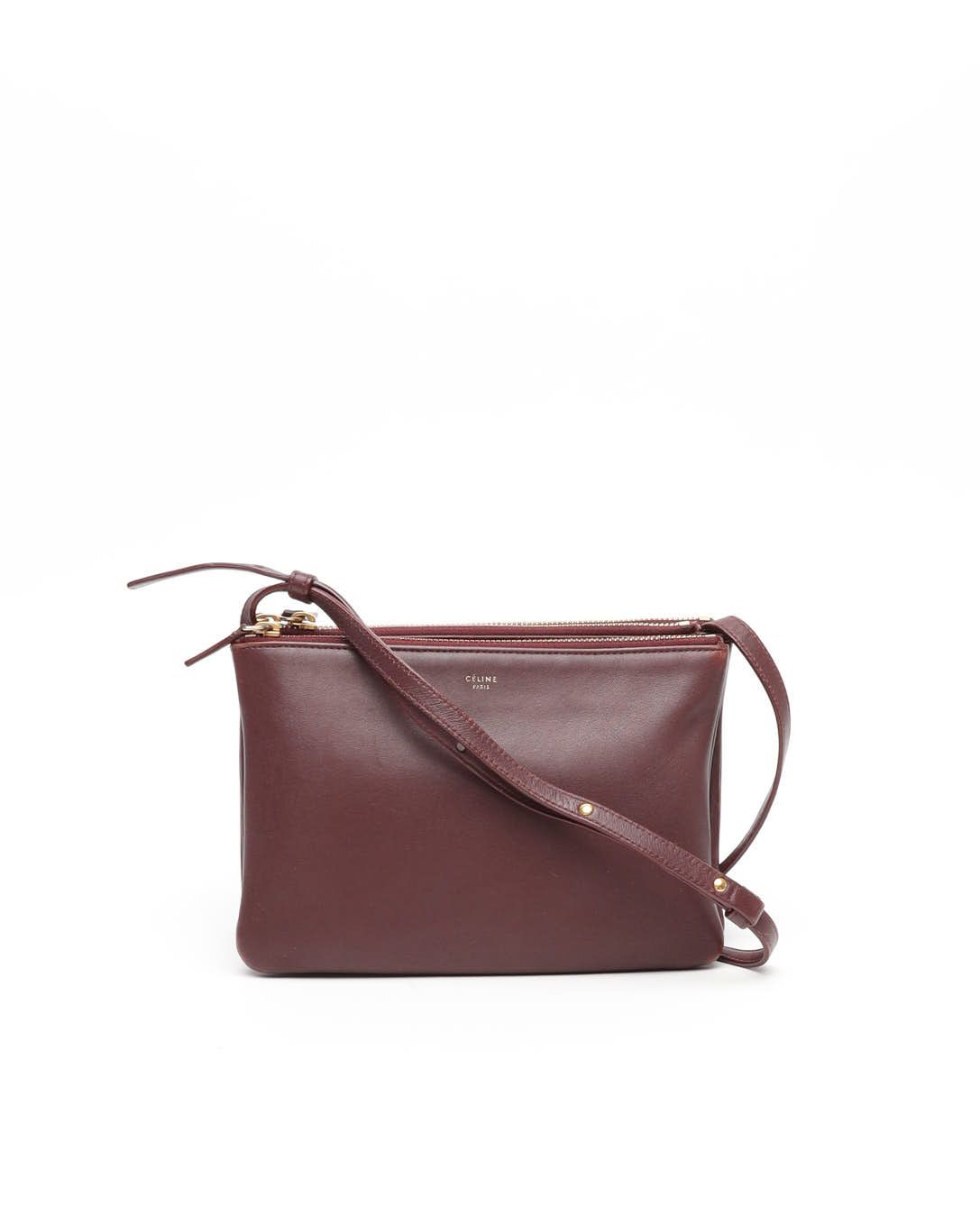 Celine Céline Trio Bag In Burgundy