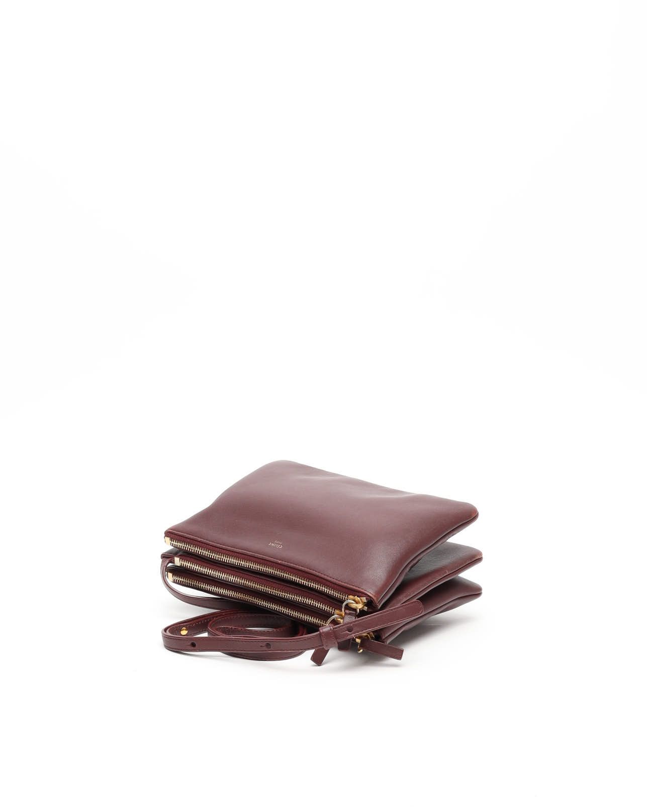 Celine Céline Trio Bag In Burgundy