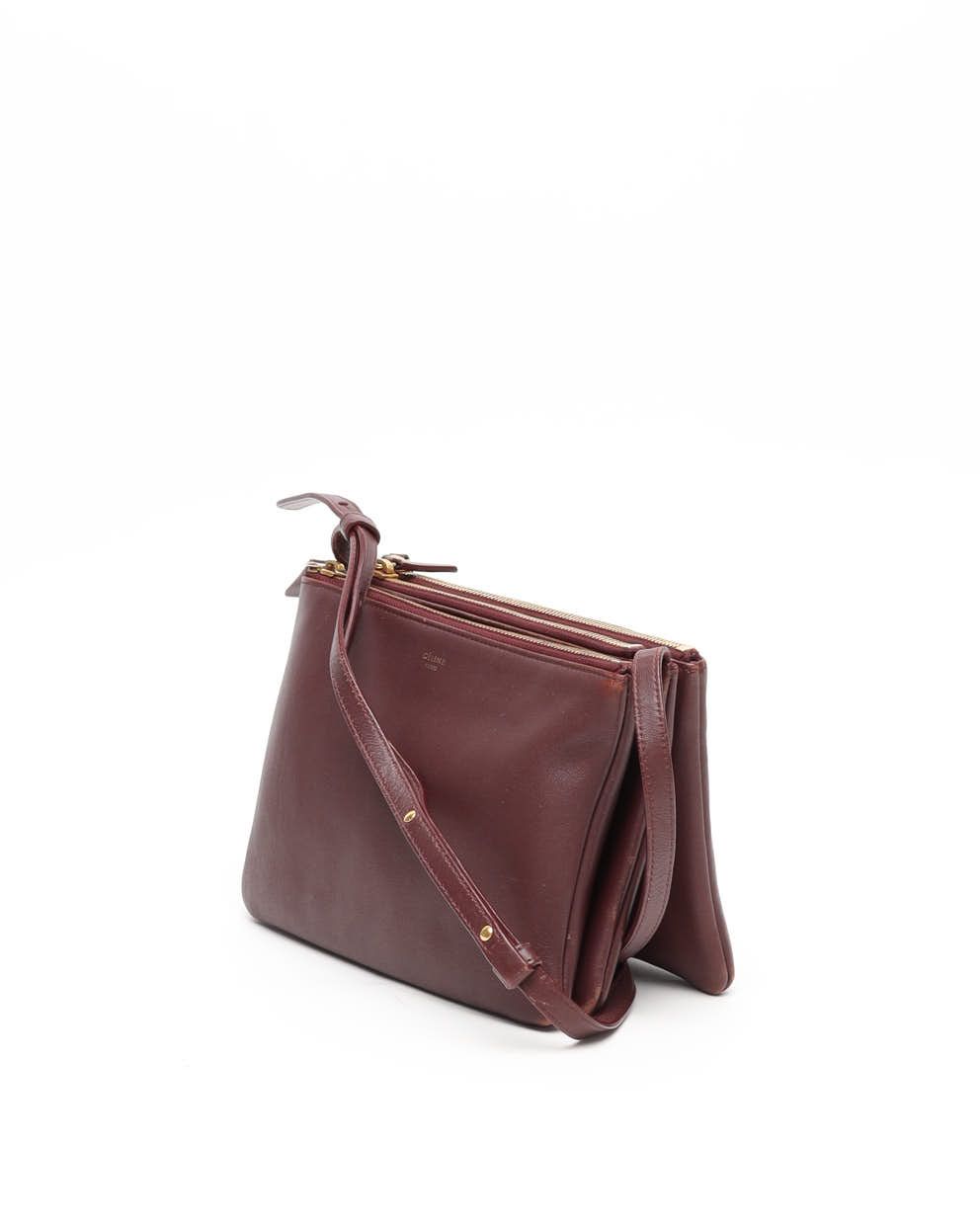 Celine Céline Trio Bag In Burgundy