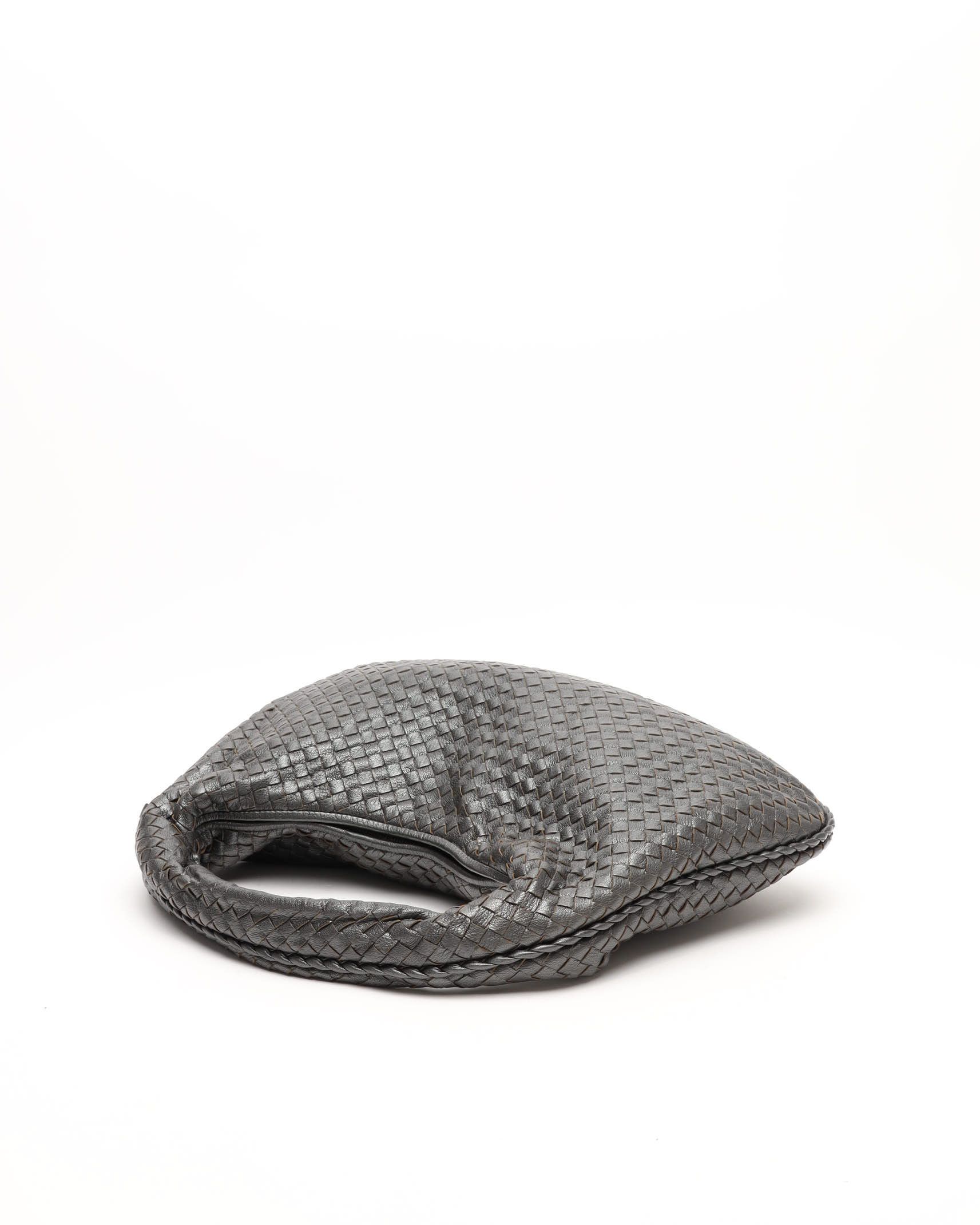 Bottega Veneta Large Metallic Intrecciato Hobo Bag In Gray