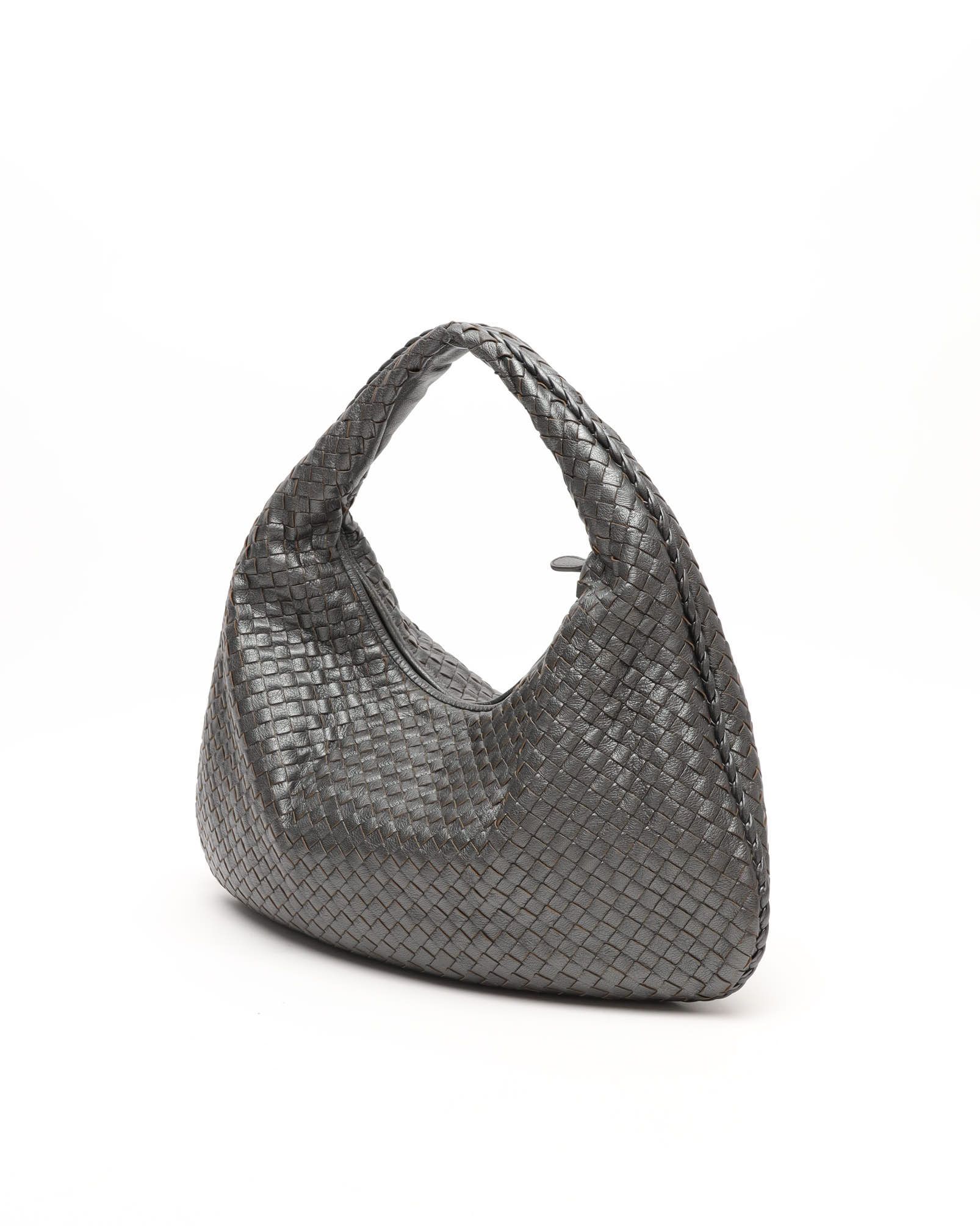 Bottega Veneta Large Metallic Intrecciato Hobo Bag In Gray
