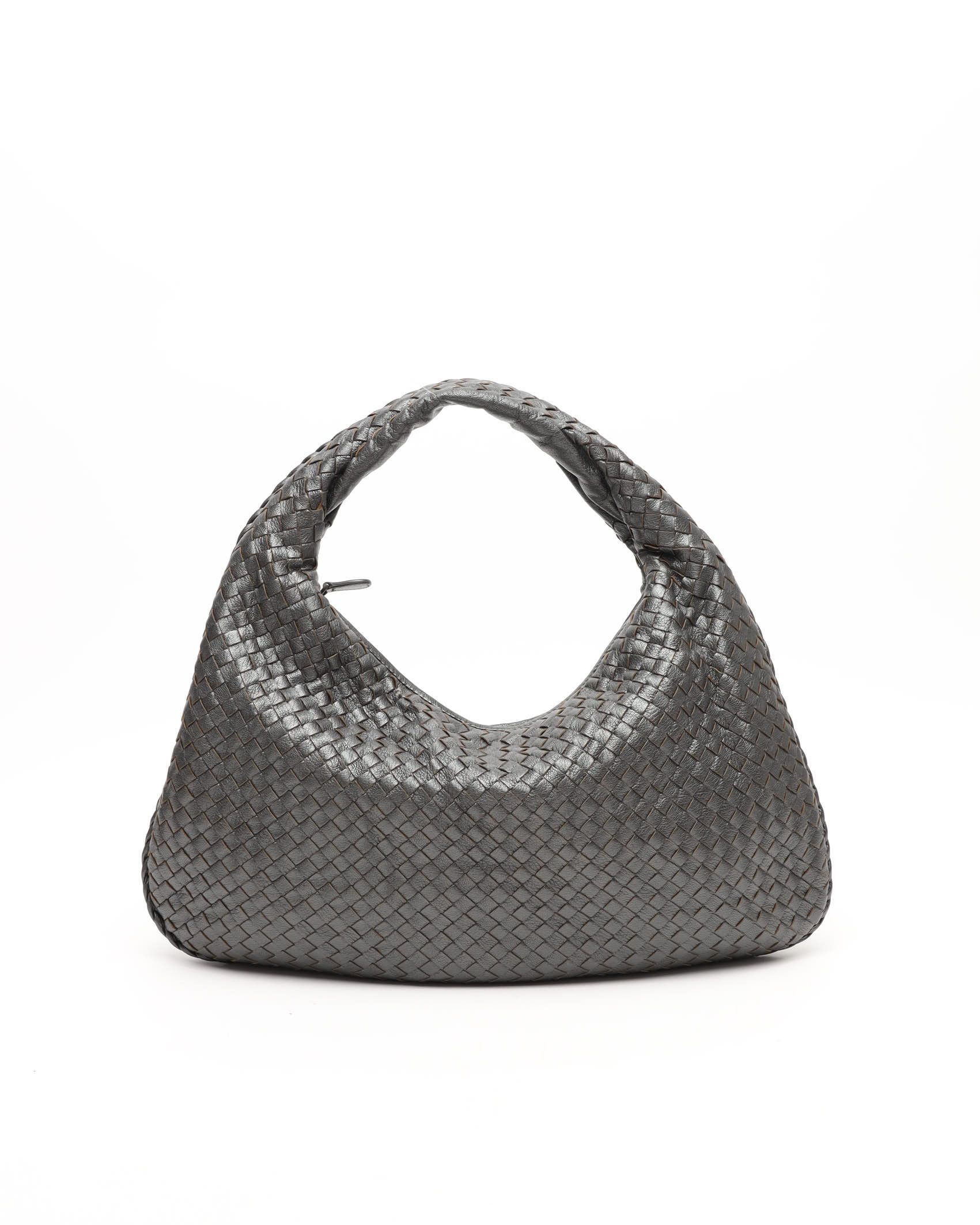 Bottega Veneta Large Metallic Intrecciato Hobo Bag In Gray