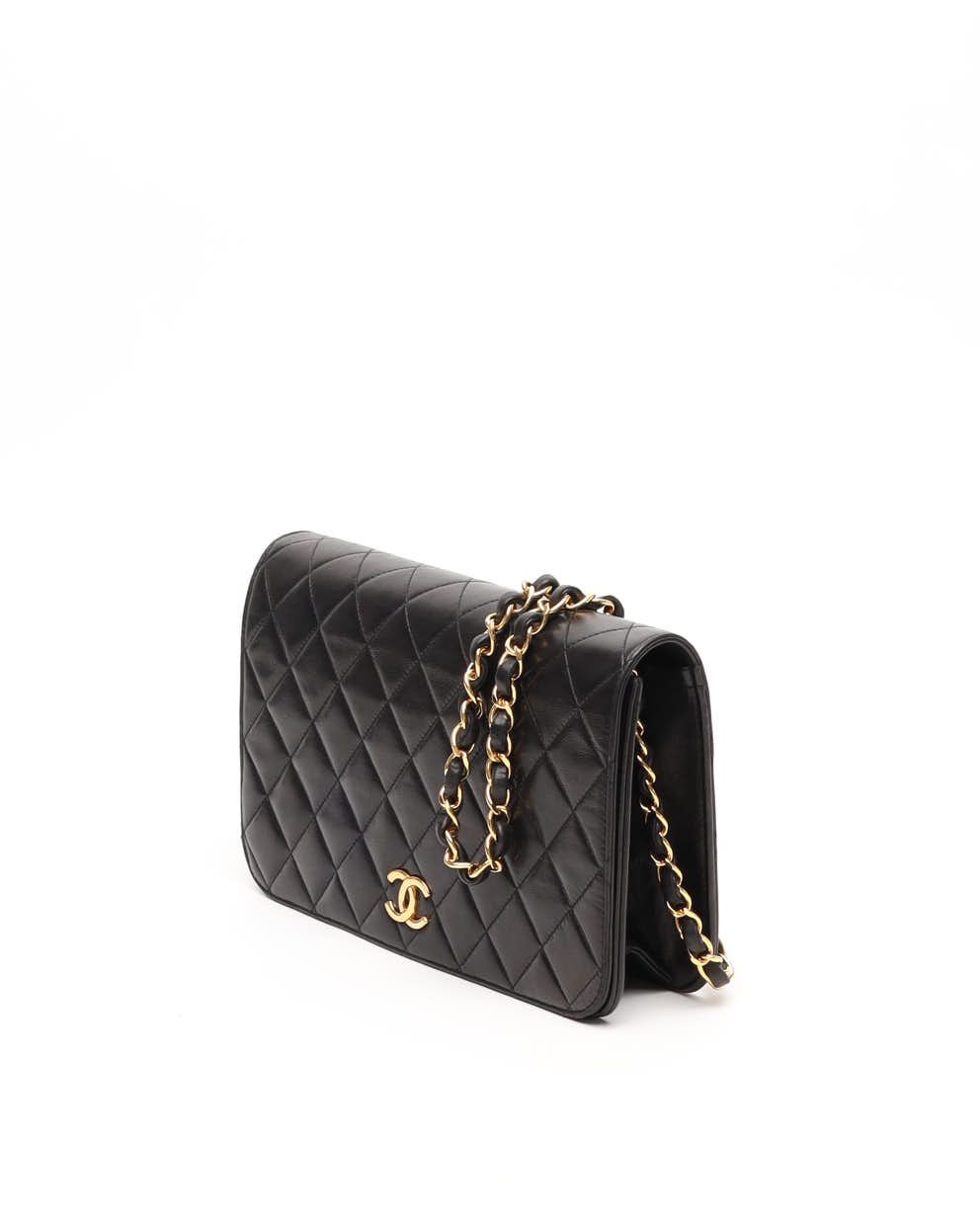 Pre-owned Chanel Small Classic Full Flap Bag In Black