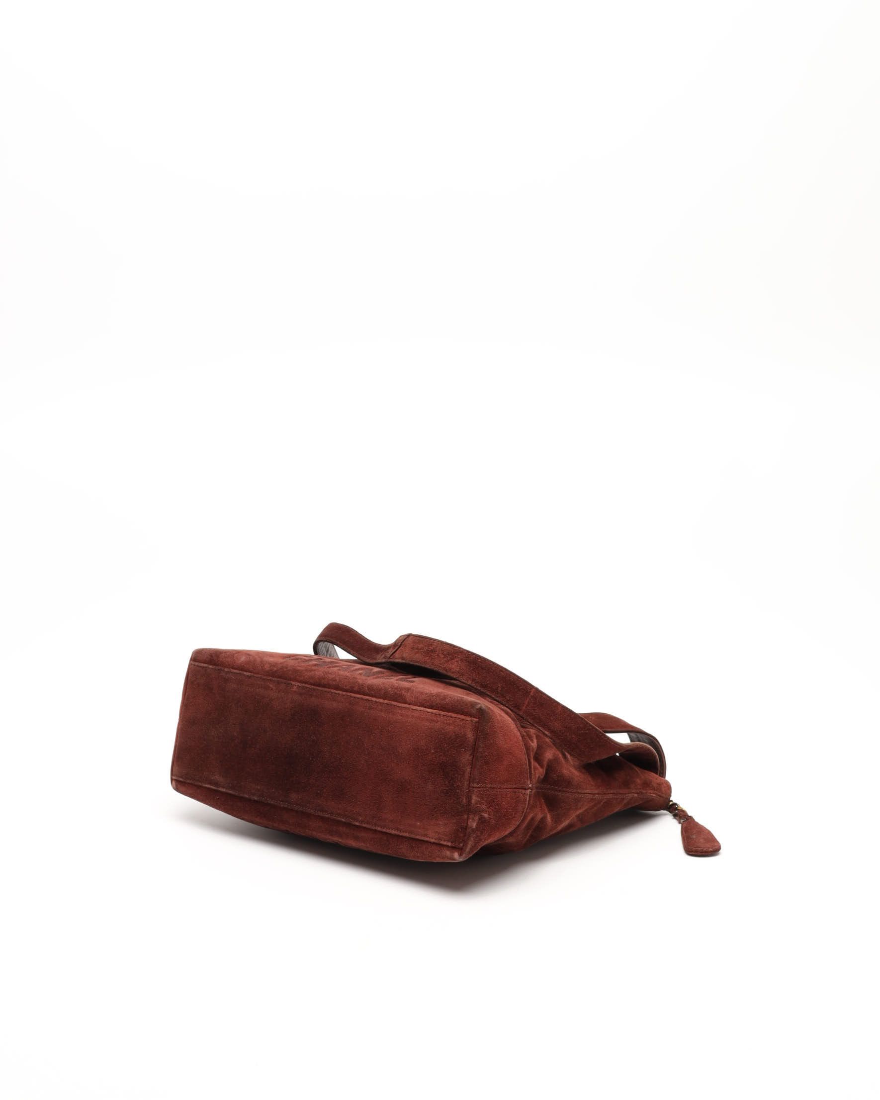 Pre-owned Chanel Cc Suede Tote Bag In Brown