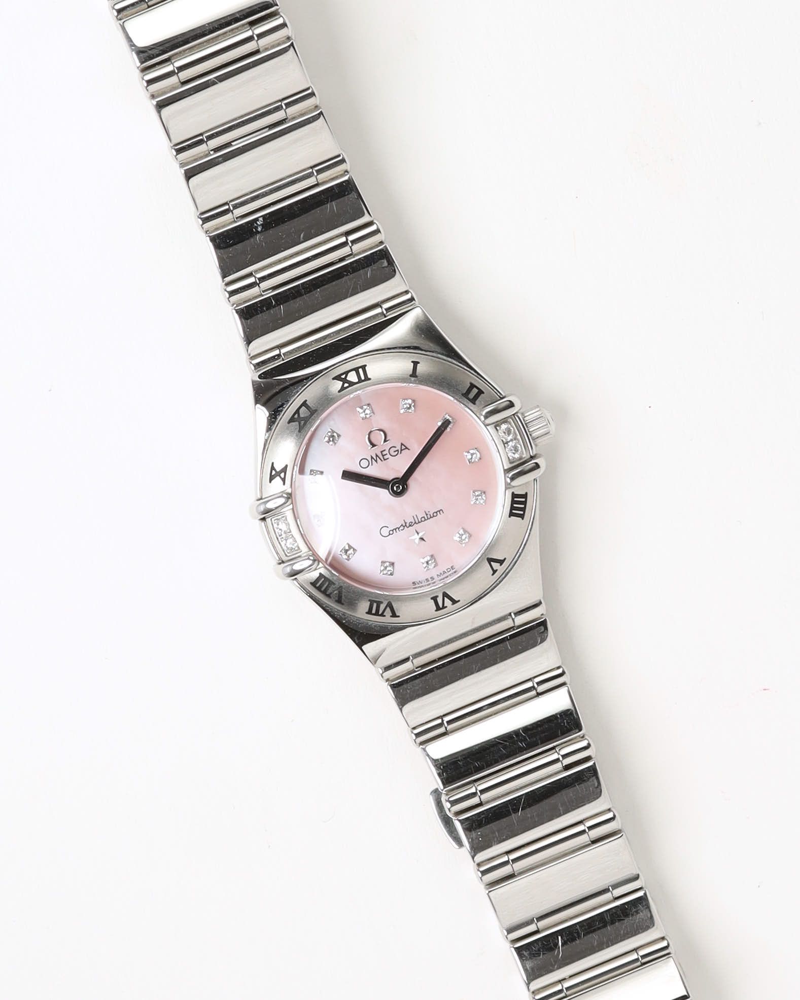Omega Lady-constellation 22,5mm Ref 1566.66 Full Set Diamond Watch In Metallic