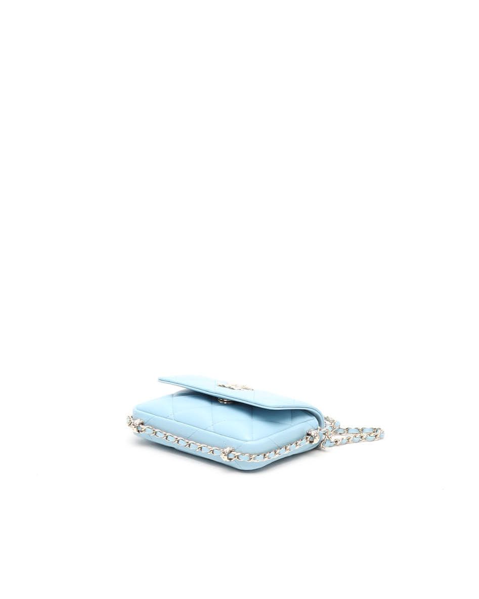 Pre-owned Chanel Mini Wallet On Chain In Blue