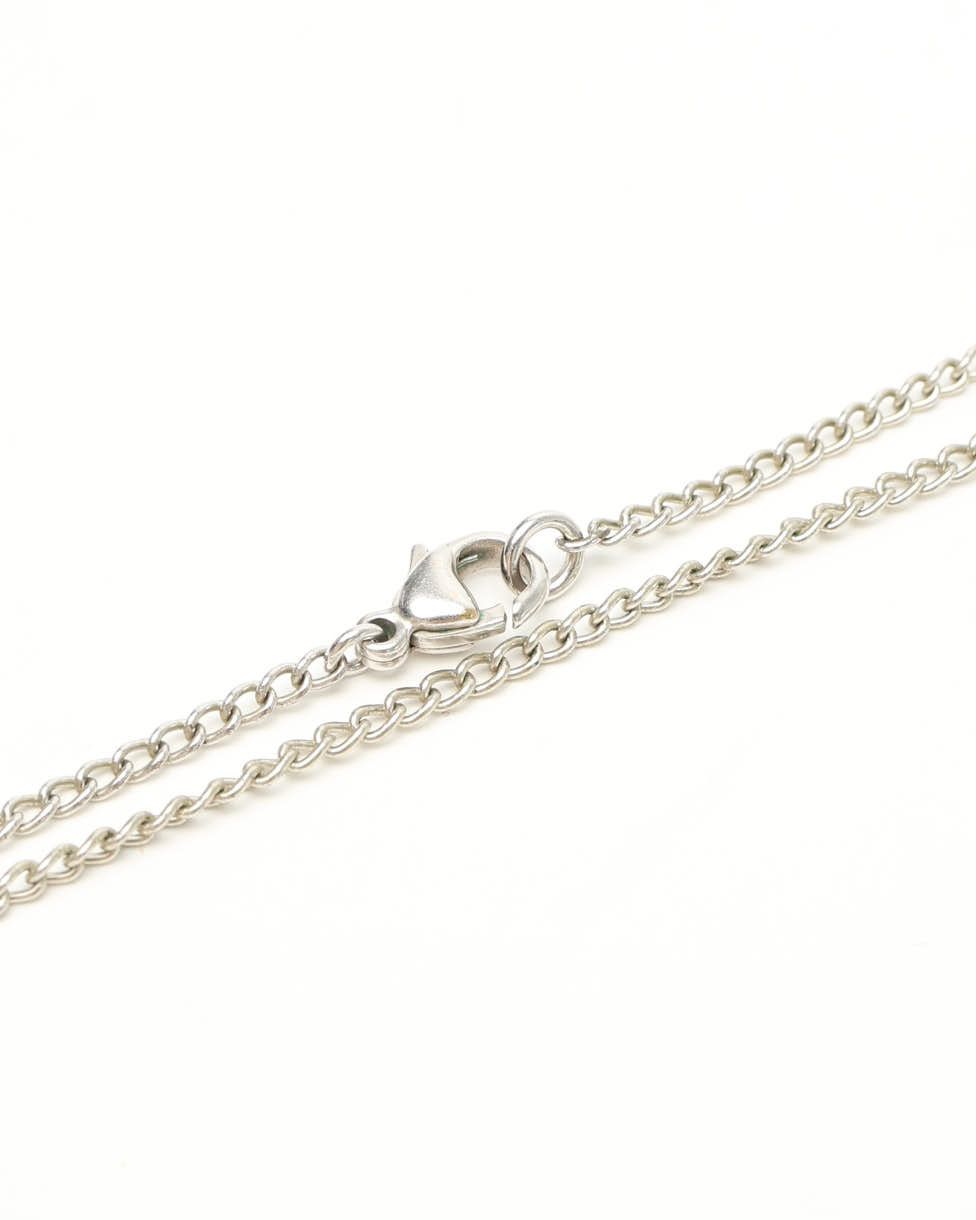 Pre-owned Chanel Coco Mark Rhinestone Necklace In Silver