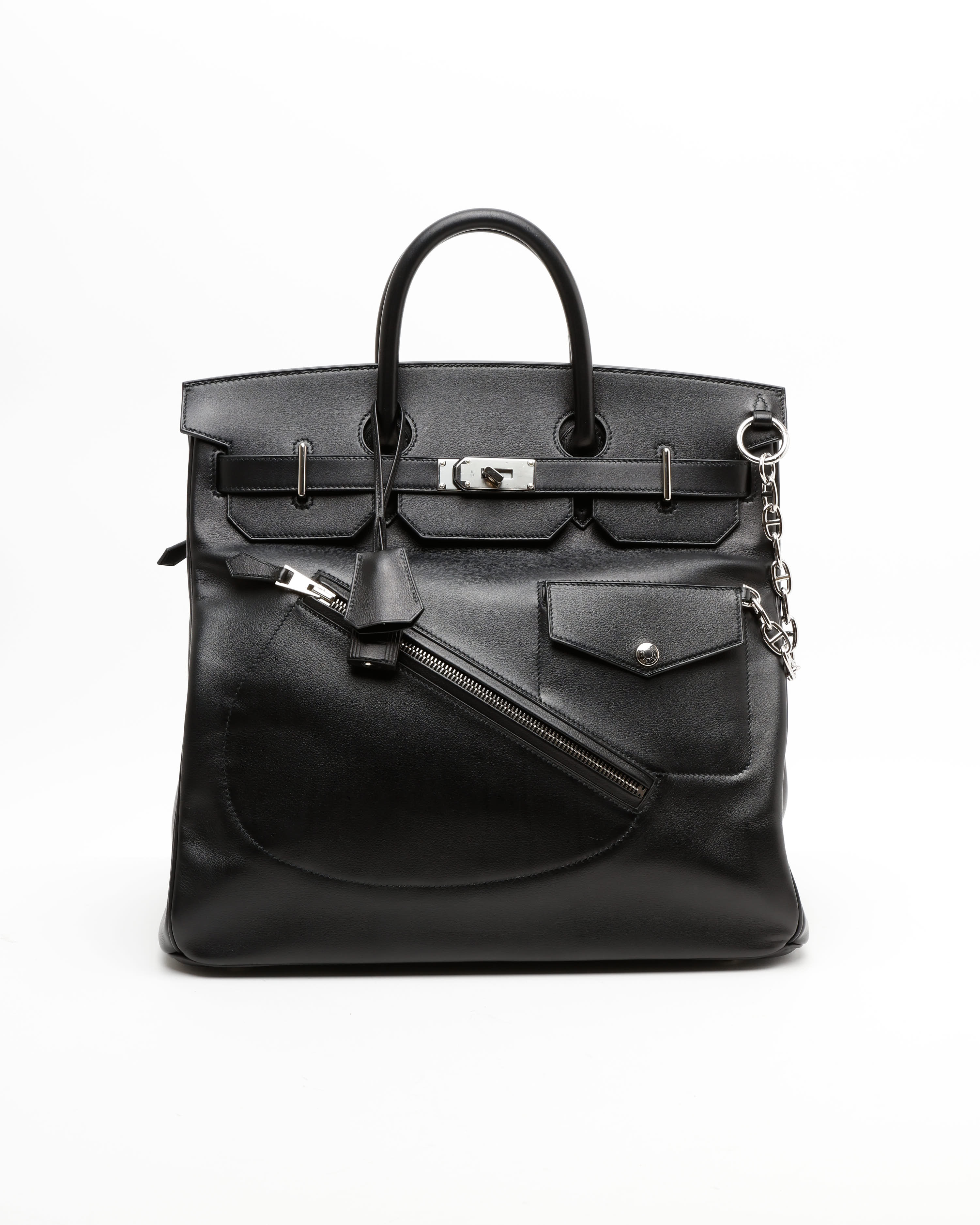 Pre-owned Hermes Hermès Birkin Hac Rock 40 Evergrain In Black