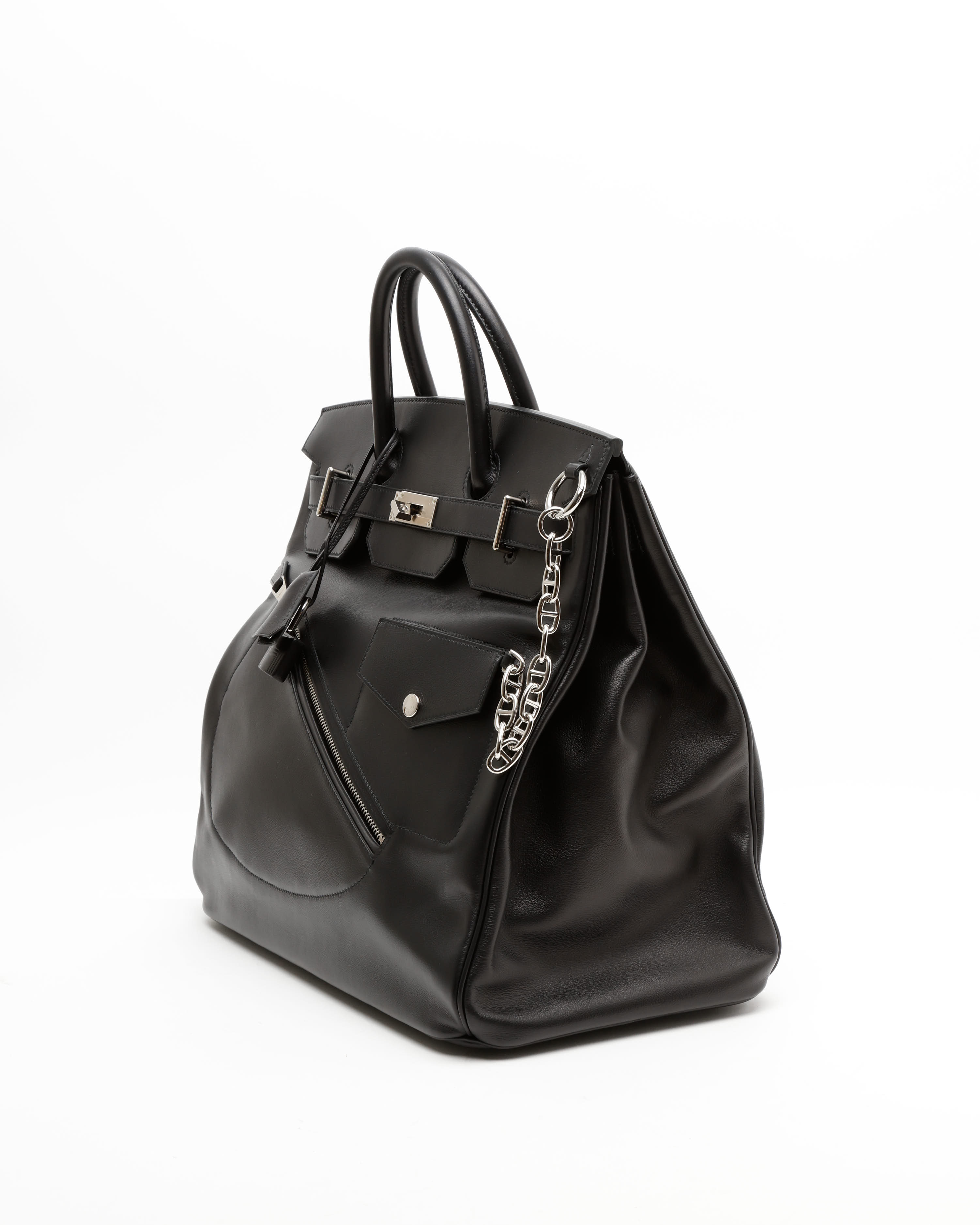 Pre-owned Hermes Hermès Birkin Hac Rock 40 Evergrain In Black