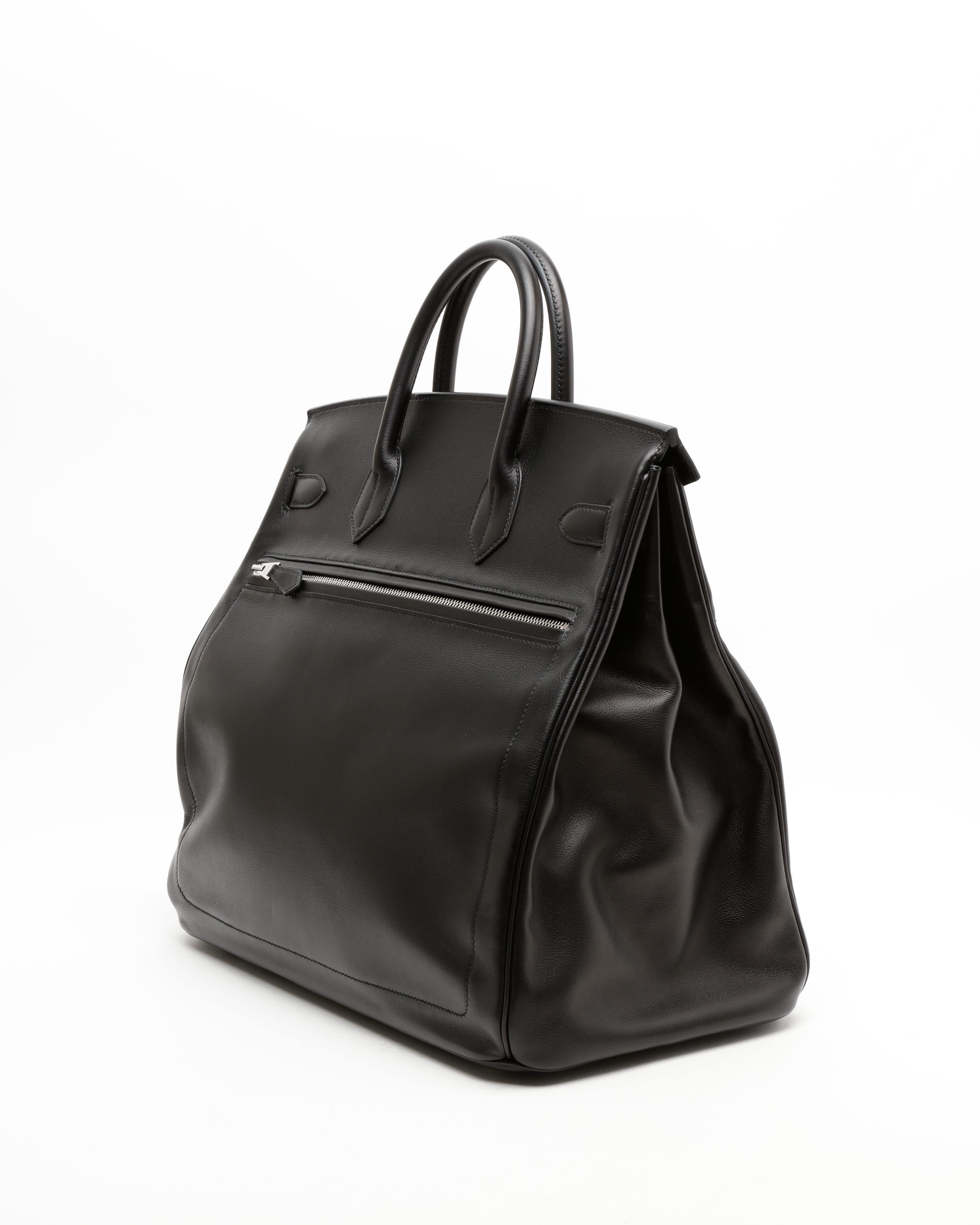 Pre-owned Hermes Hermès Birkin Hac Rock 40 Evergrain In Black