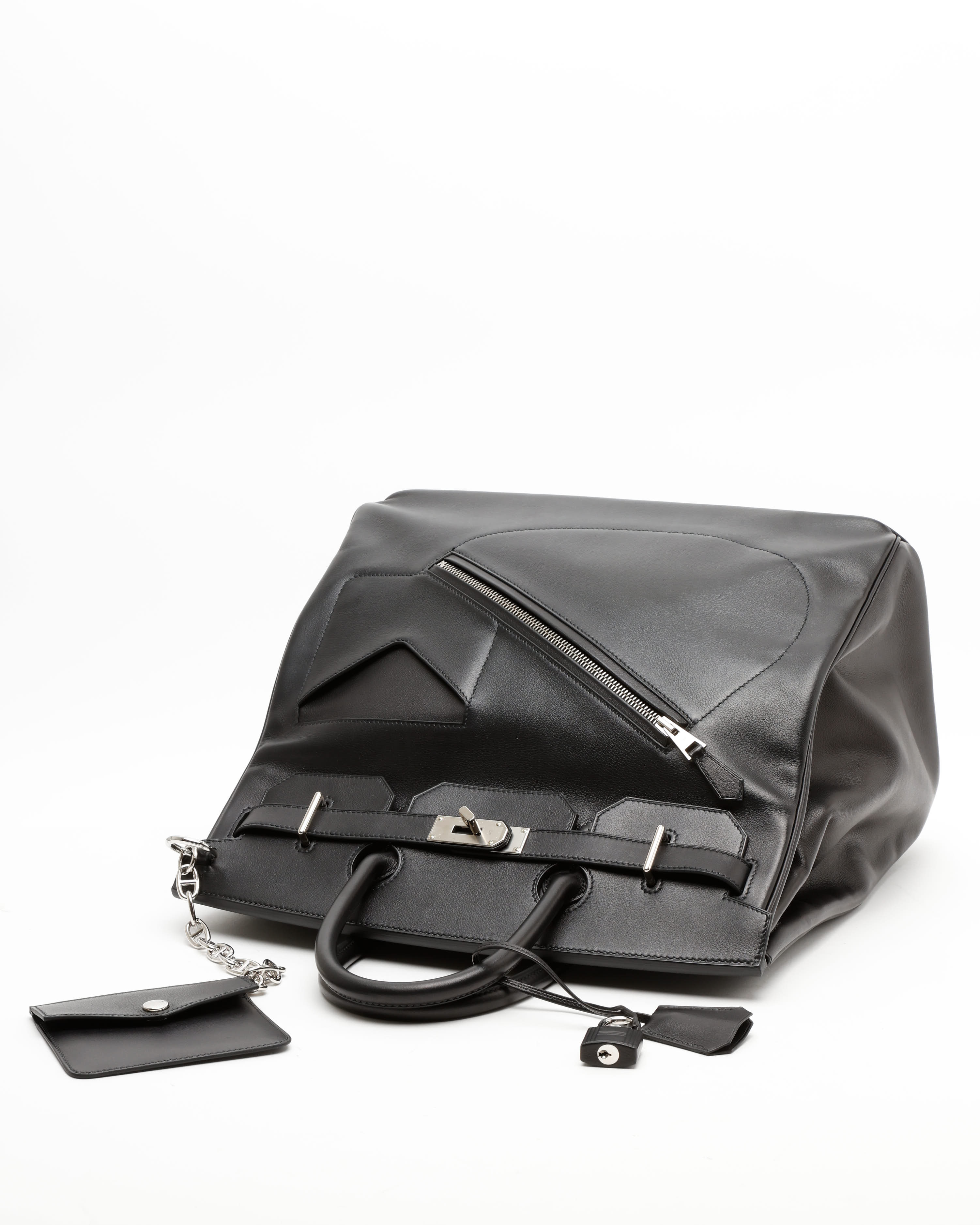 Pre-owned Hermes Hermès Birkin Hac Rock 40 Evergrain In Black