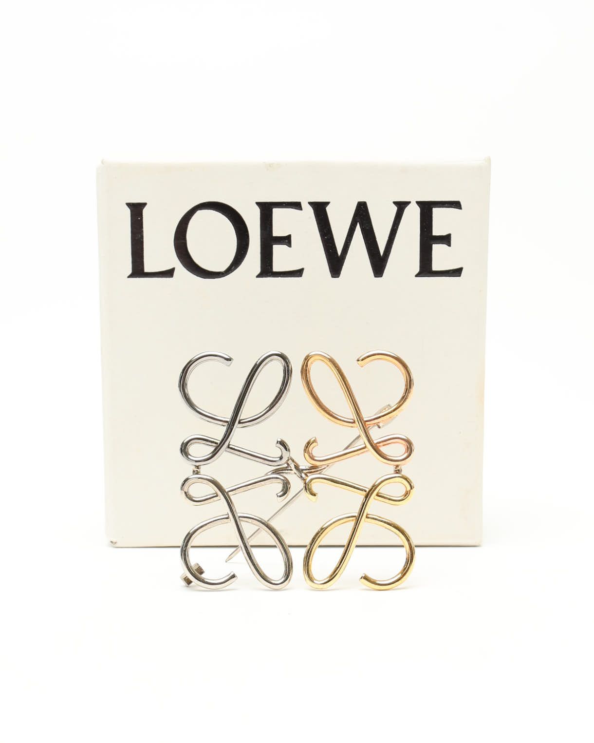 Loewe Anagram Brooch In Gold