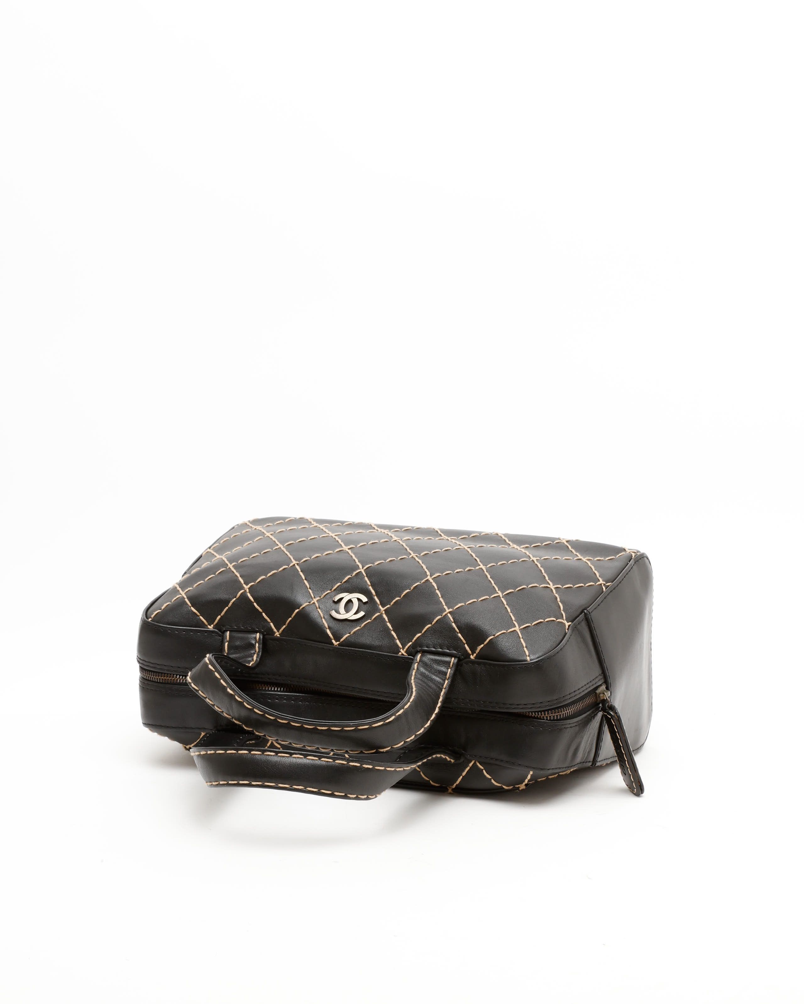 Pre-owned Chanel Wild Stitch Boston Bag In Black