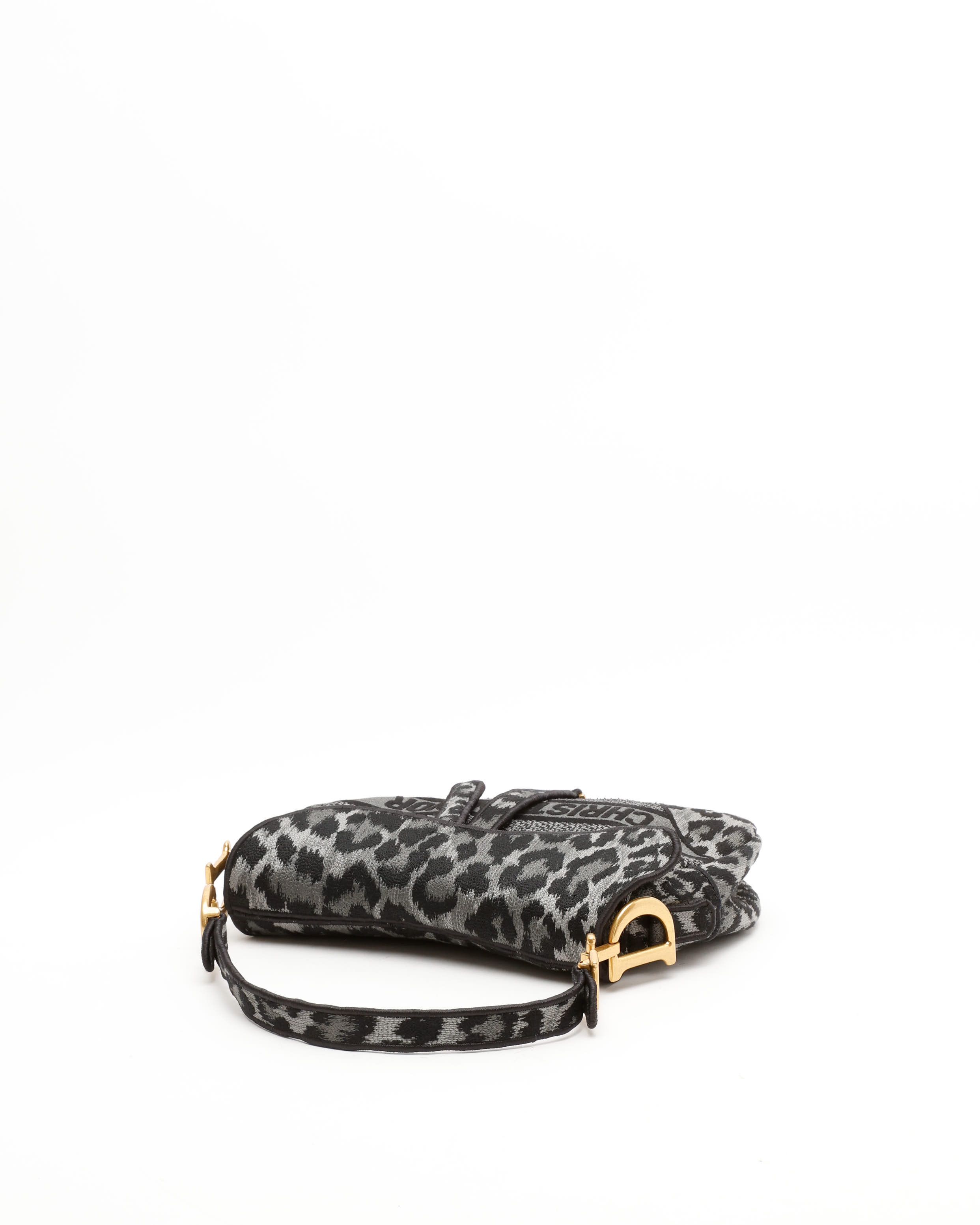 Dior Christian Leopard Saddle Bag In Multi
