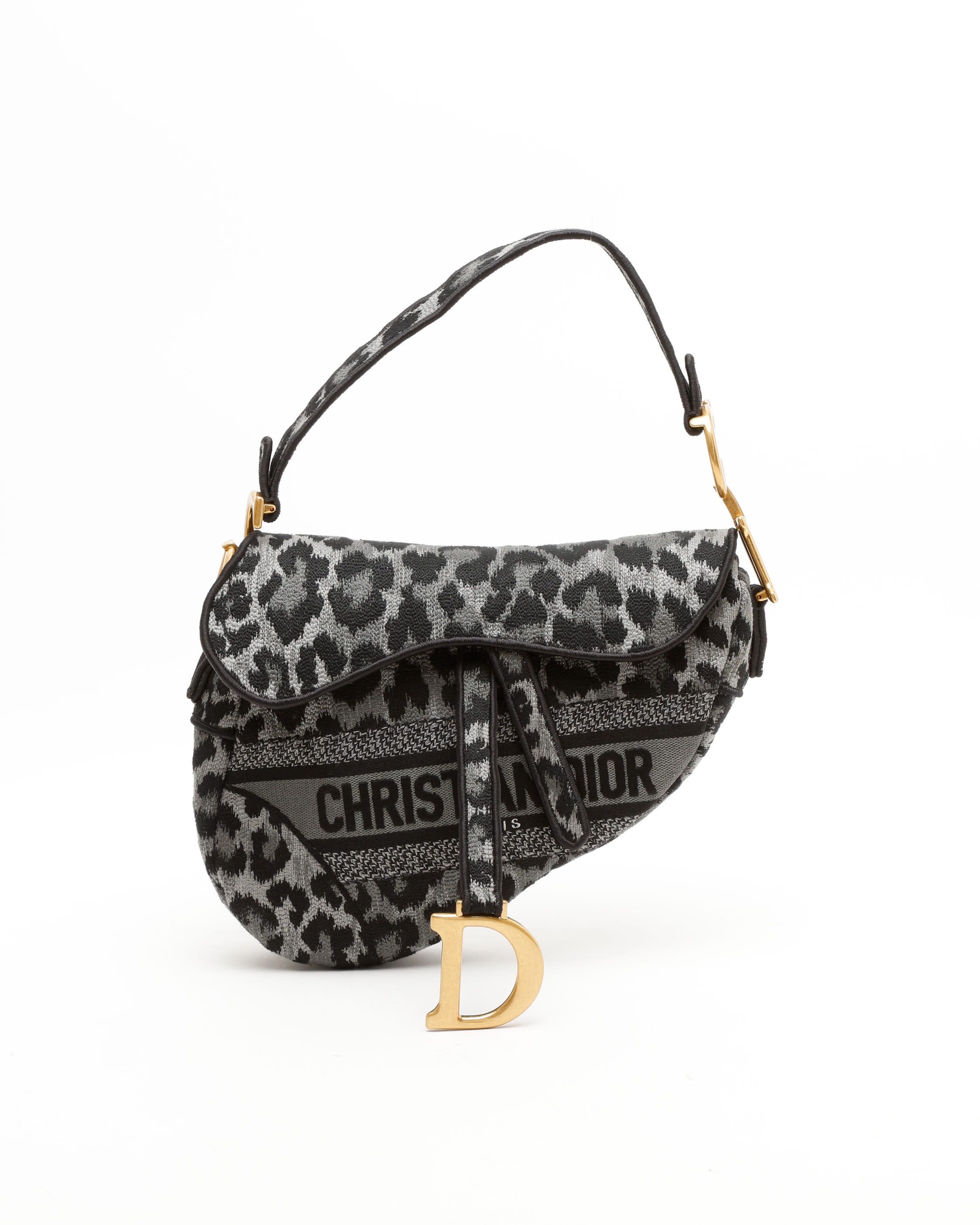 Dior Christian Leopard Saddle Bag In Multi