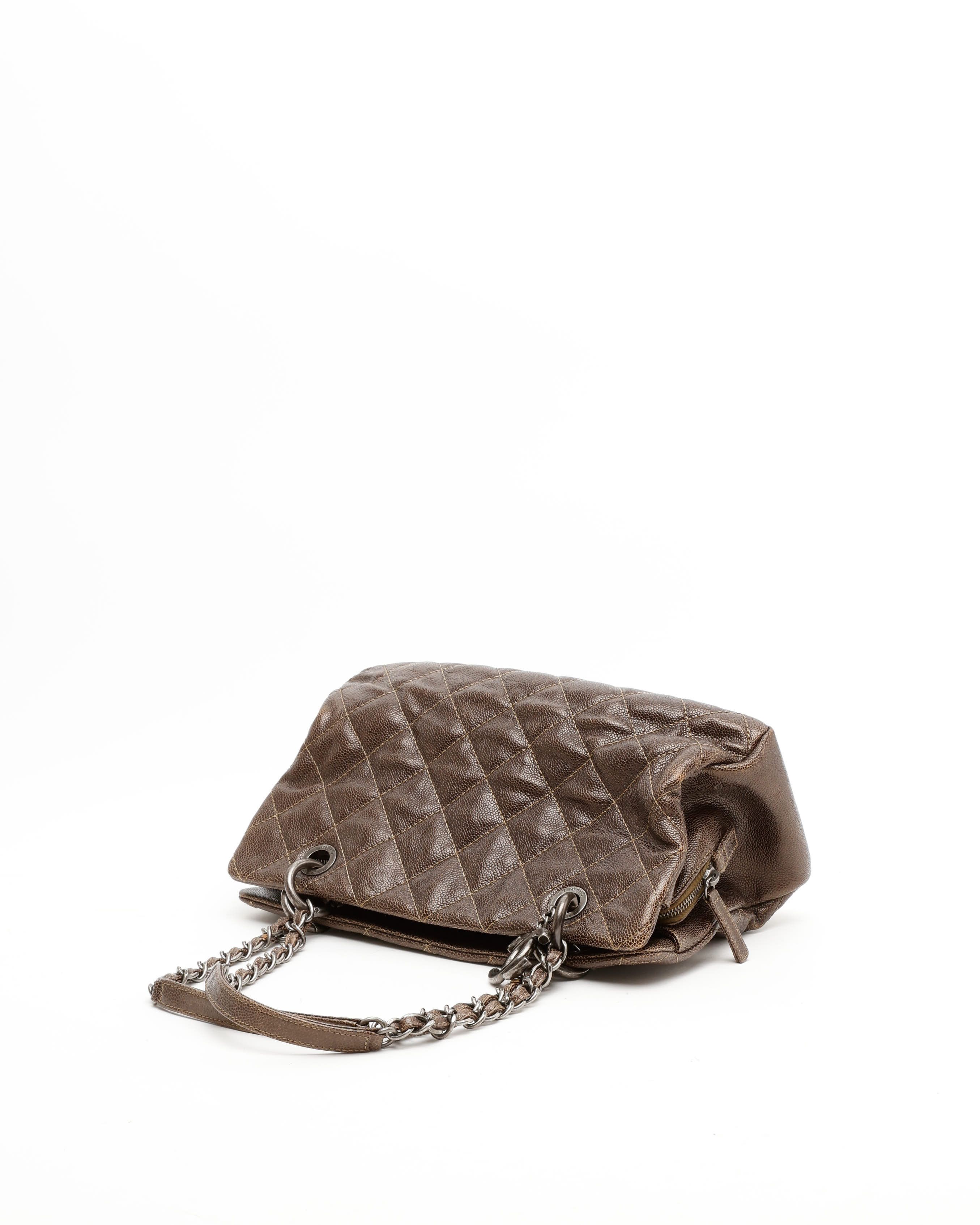 Pre-owned Chanel Cc Caviar Tote Bag In Brown