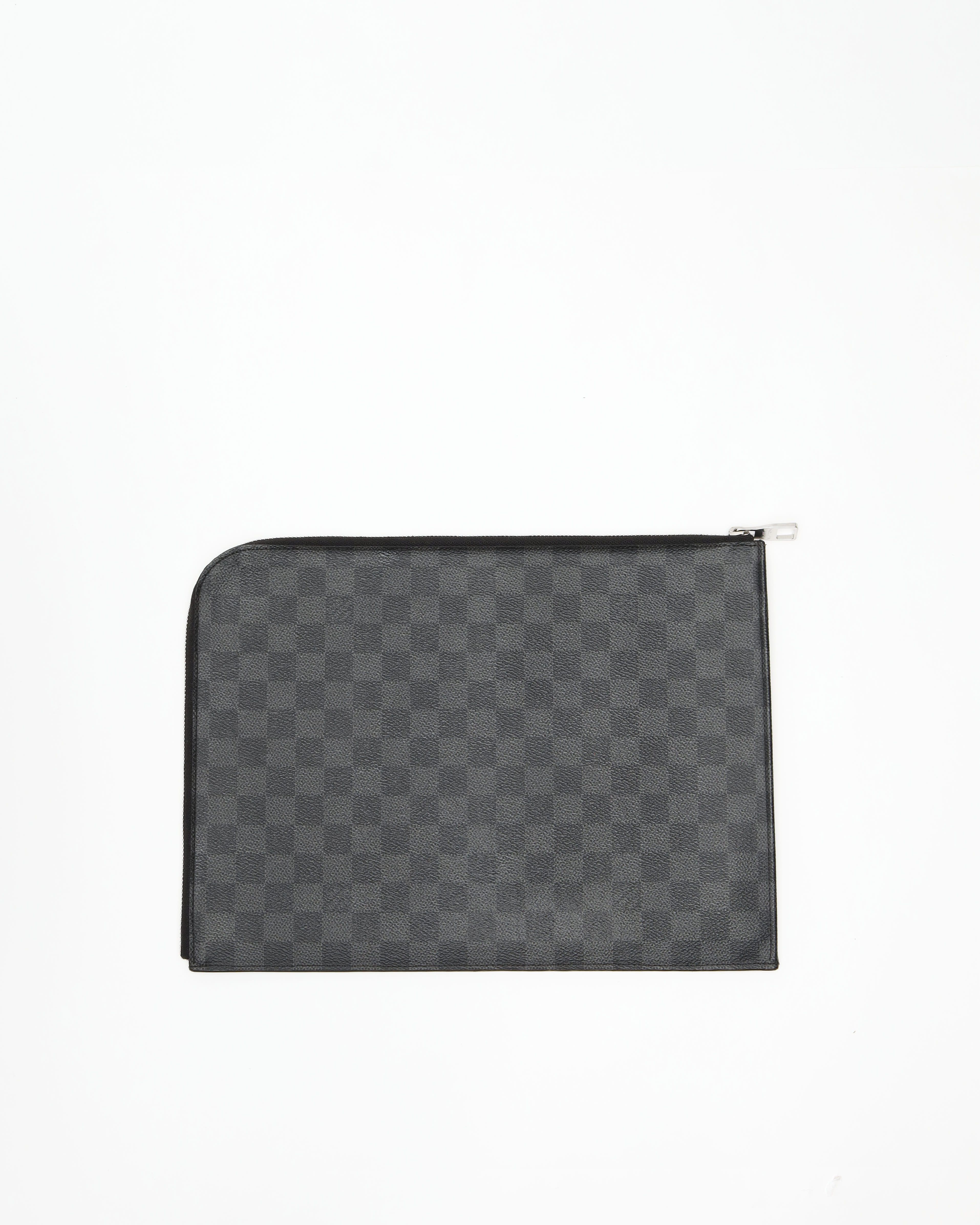 Pre-owned Louis Vuitton Damier Graphite Laptop Case, Size 15-inch In Black