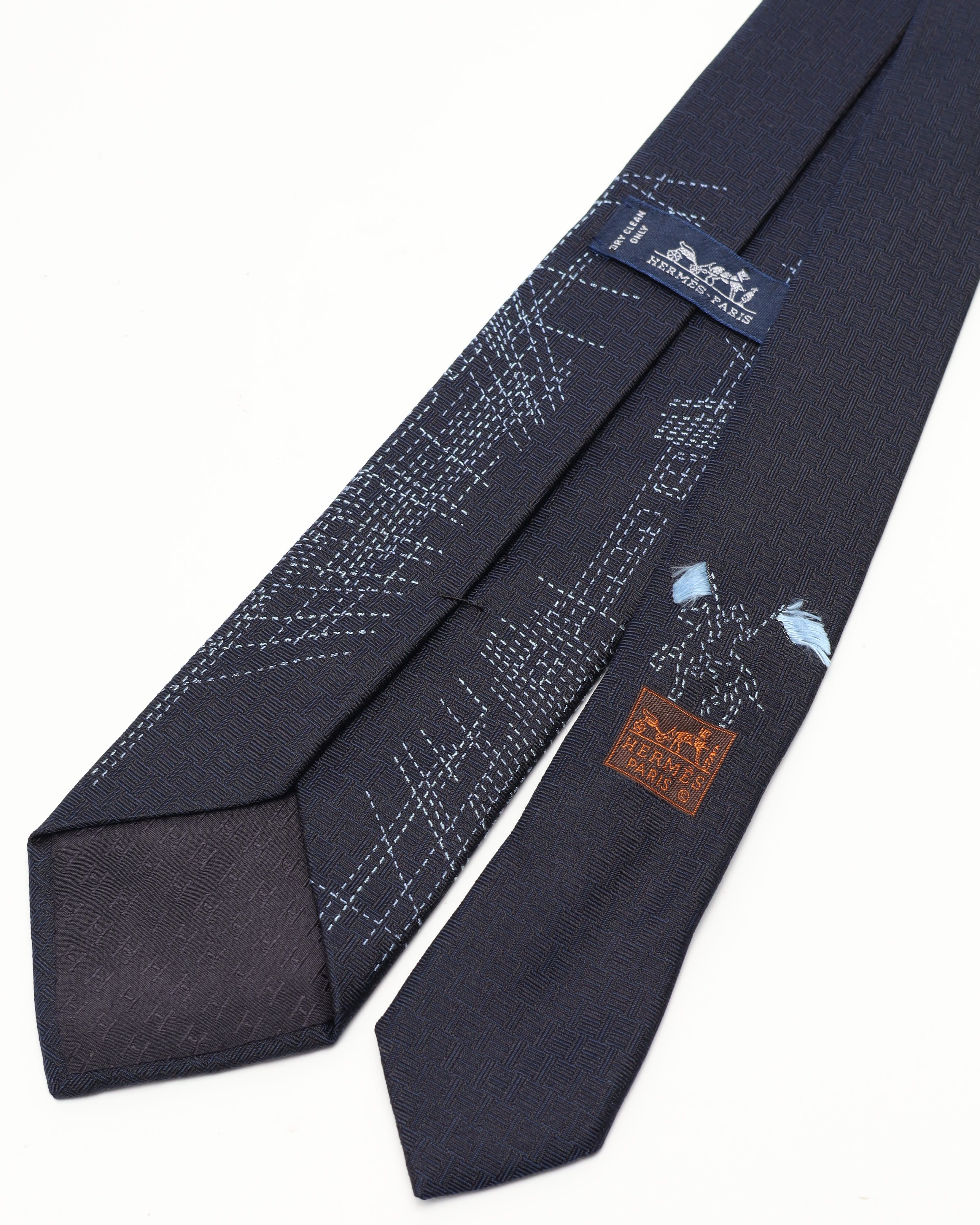 Pre-owned Hermes Hermès Silk Tie In Blue