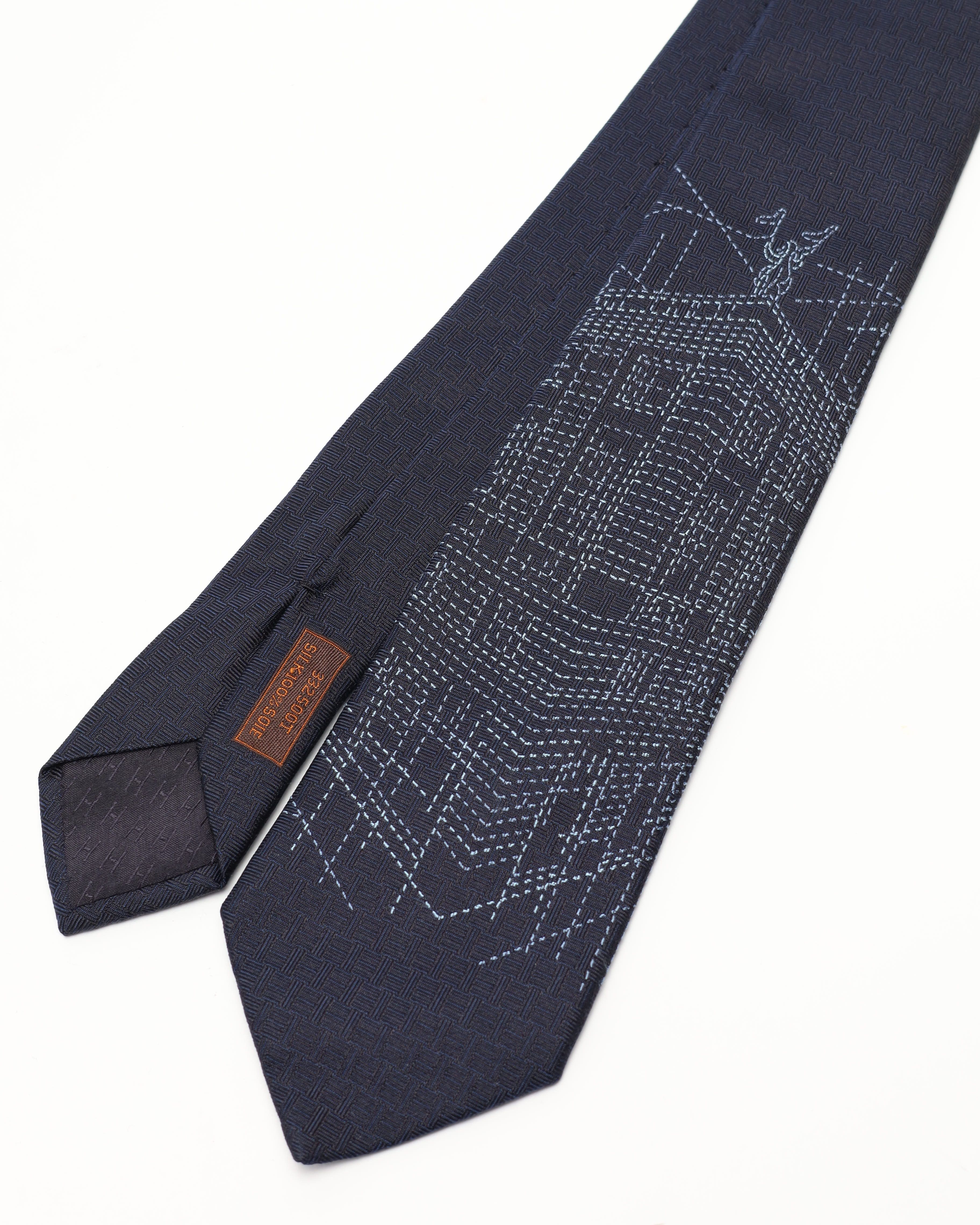 Pre-owned Hermes Hermès Silk Tie In Blue