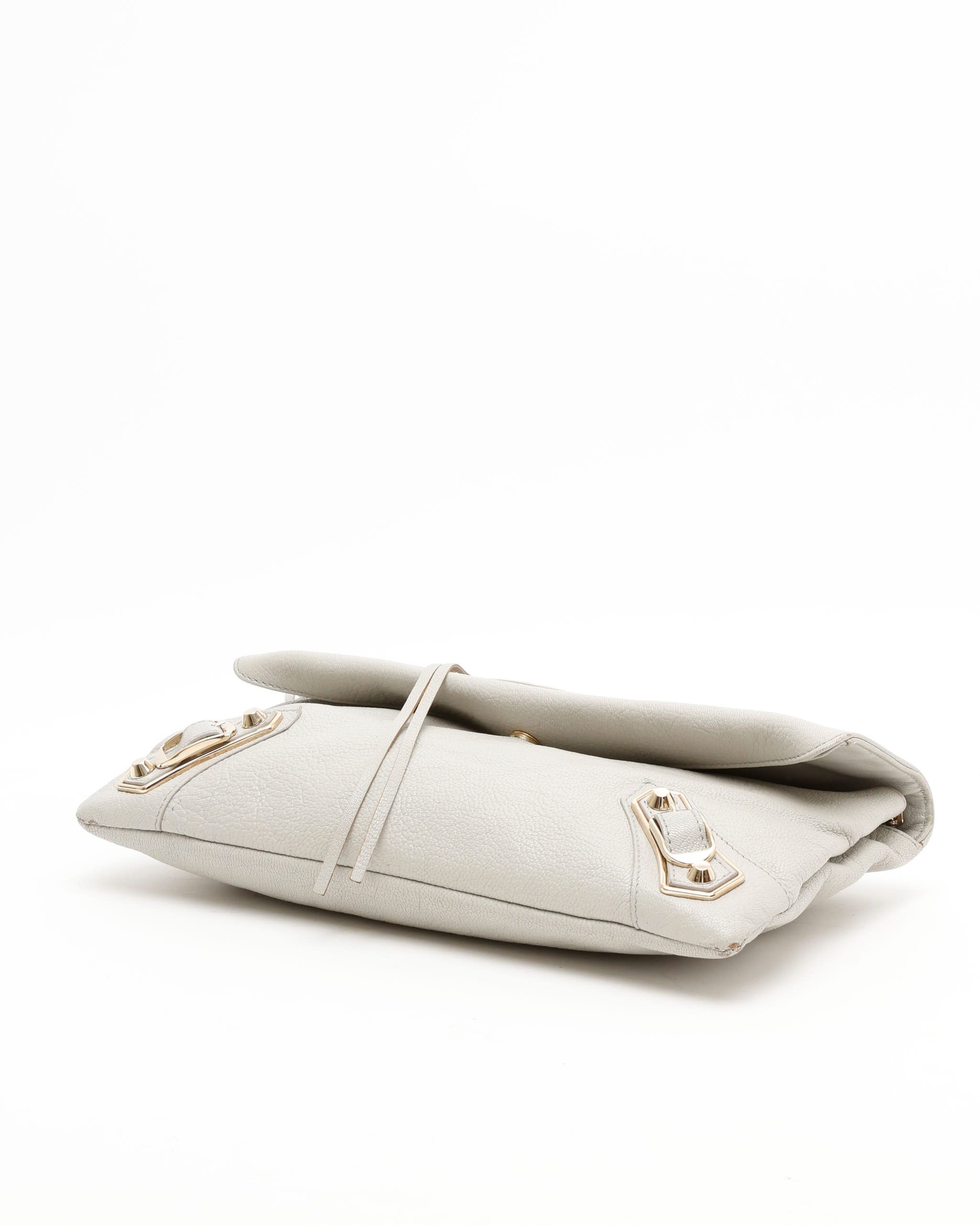 Balenciaga Motocross Metallic Edge Envelope Clutch Bag In Gray