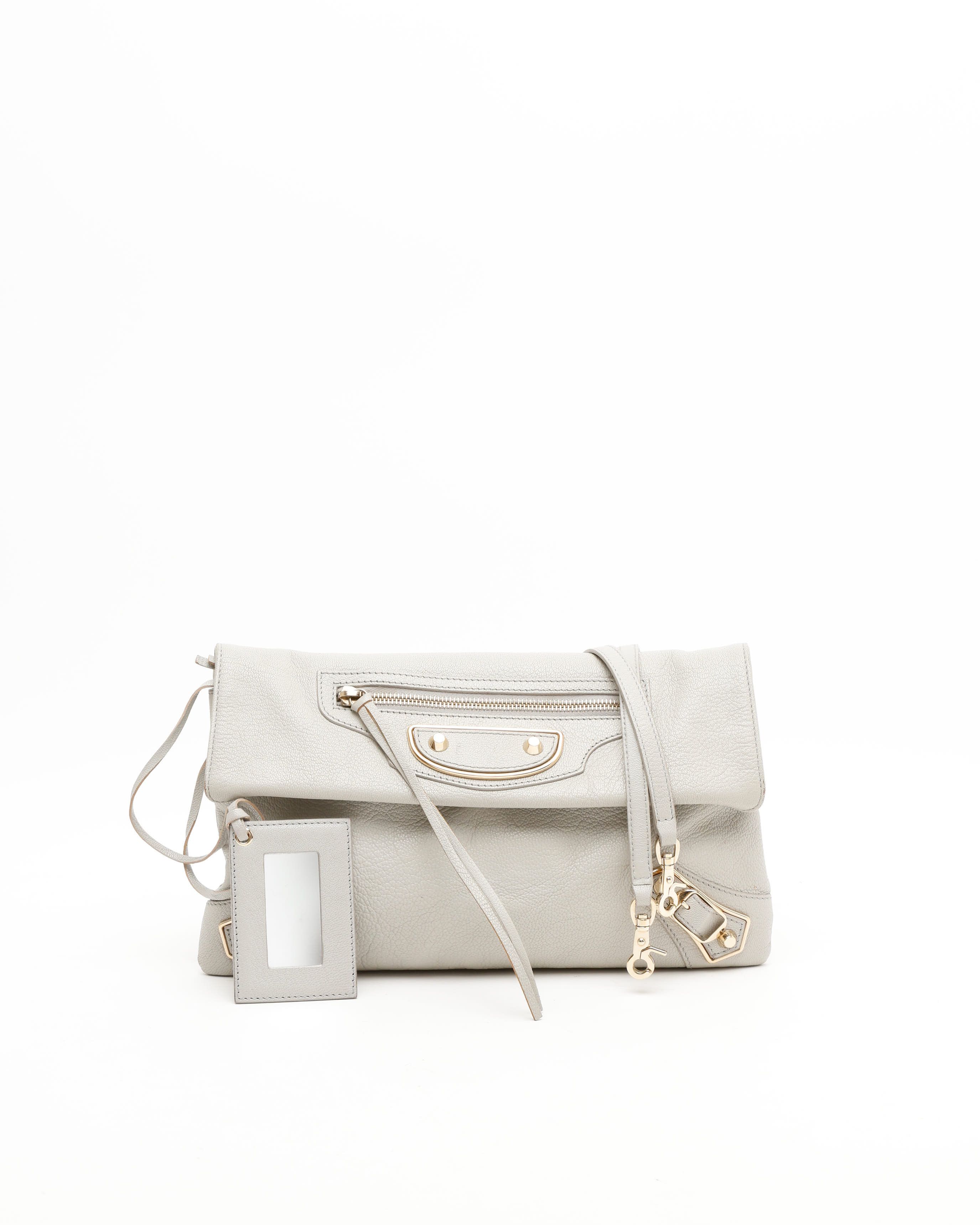 Balenciaga Motocross Metallic Edge Envelope Clutch Bag In Gray