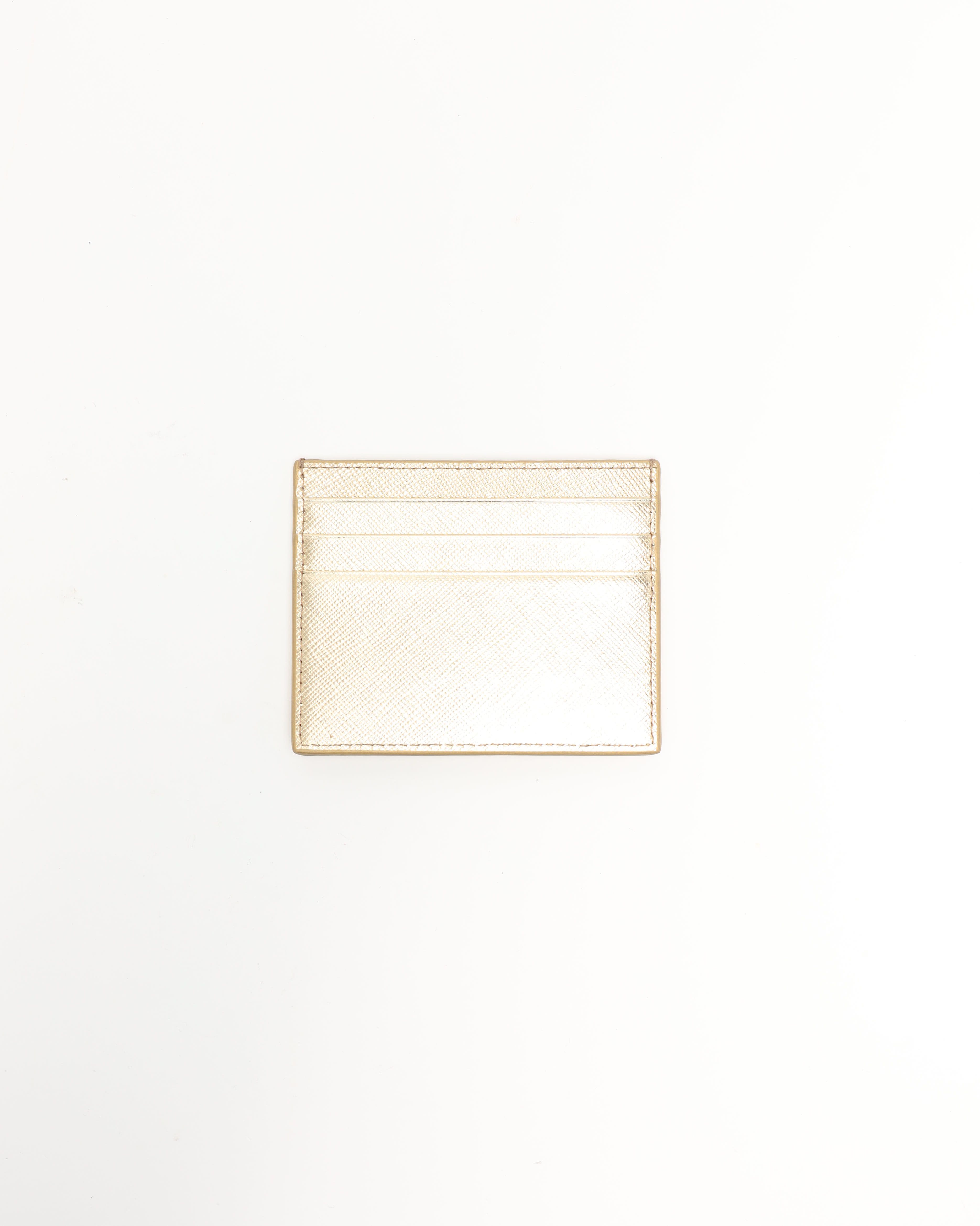 Prada Saffiano Triangle Card Holder In White