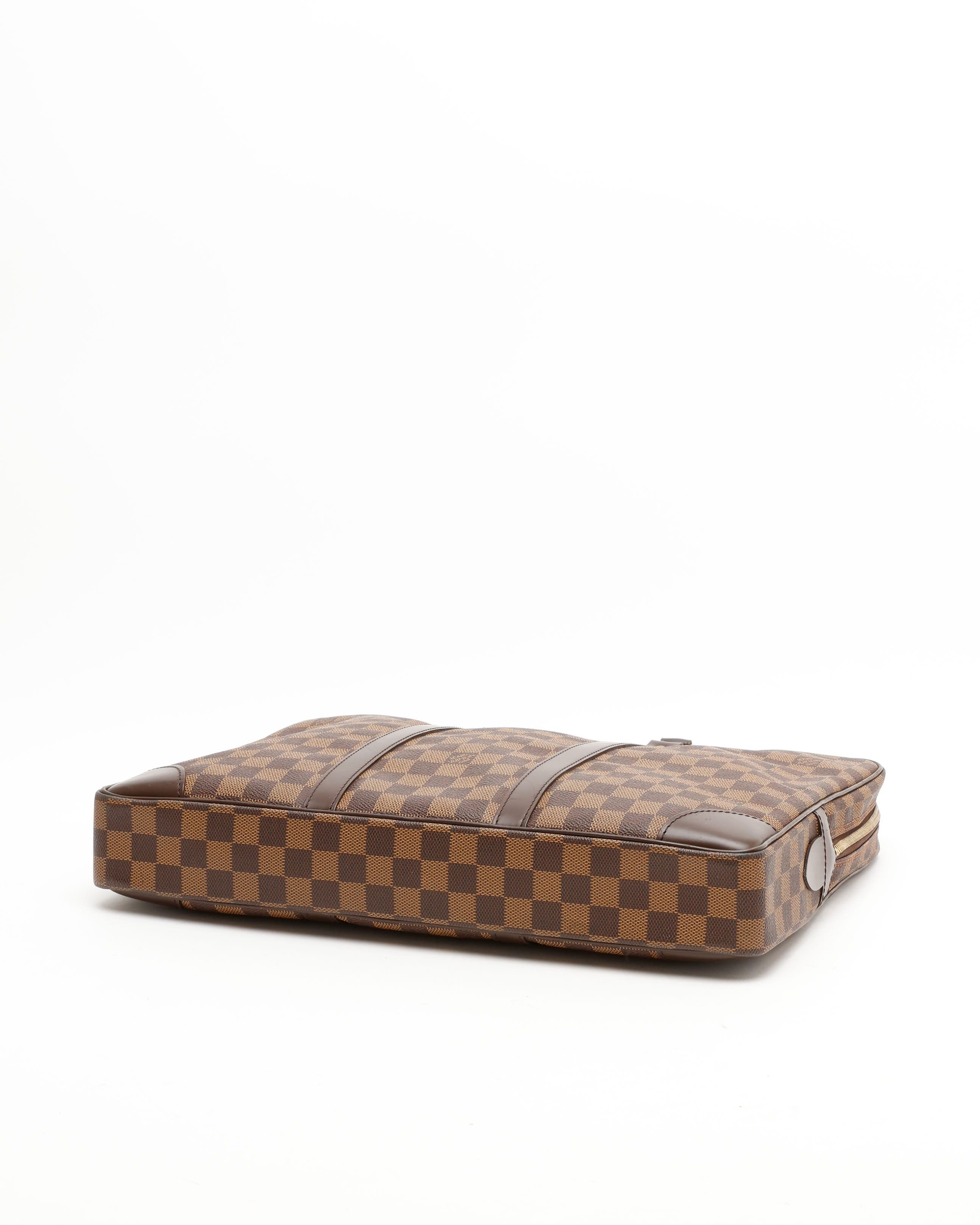 Pre-owned Louis Vuitton Damier Ebene Porte Documents Voyages Bag In Brown