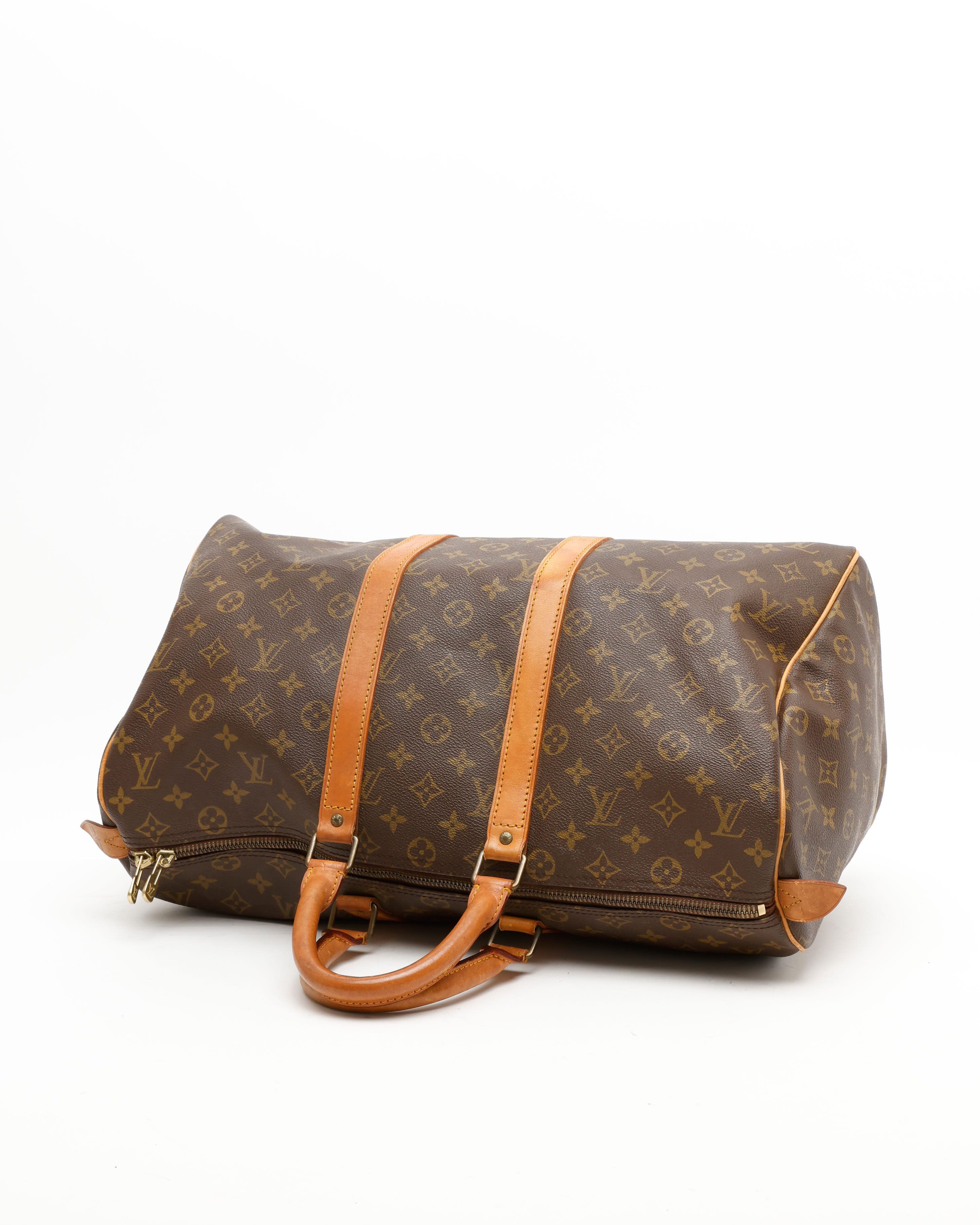 Pre-owned Louis Vuitton Monogram Keepall 45 Weekend Bag In Brown