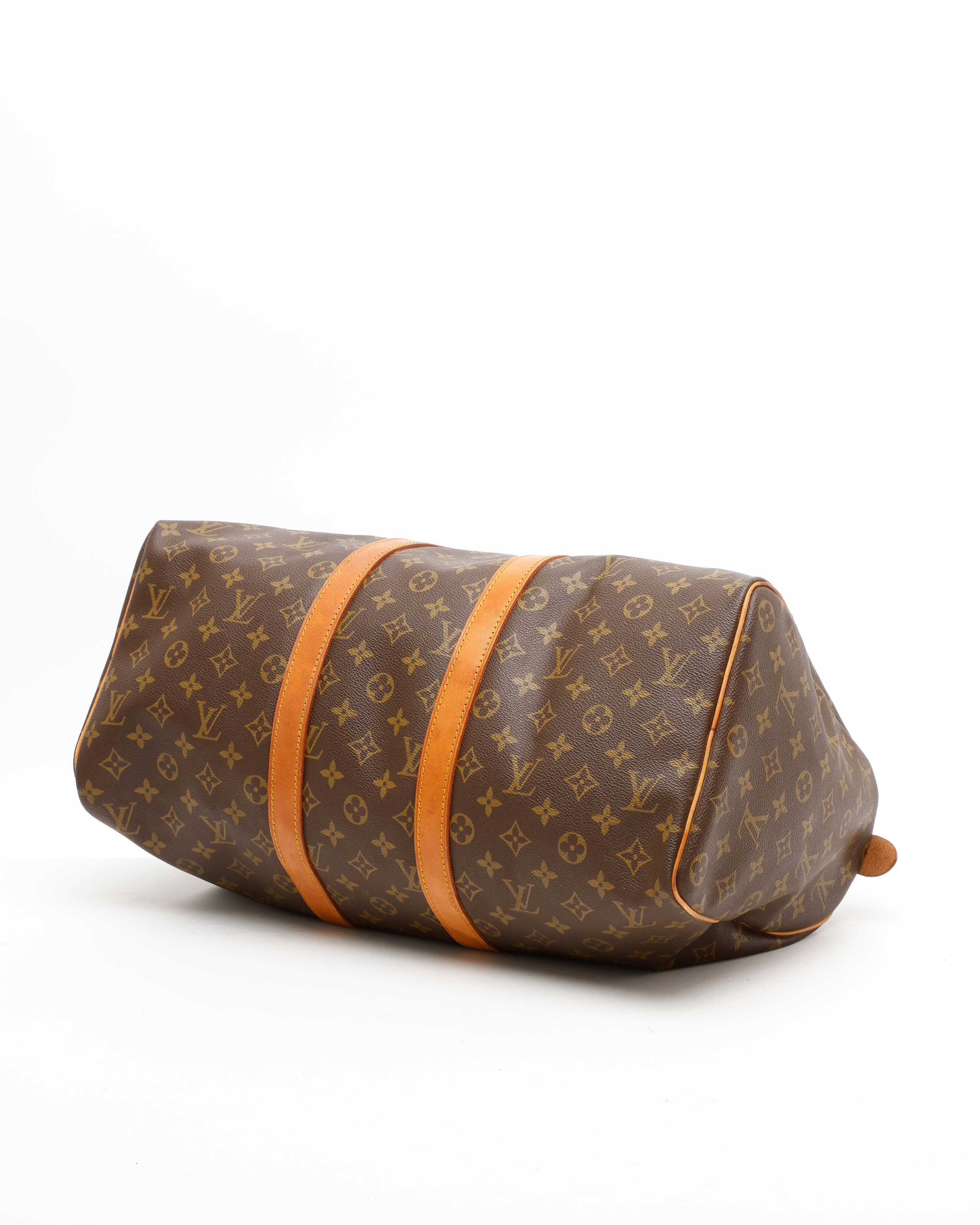 Pre-owned Louis Vuitton Monogram Keepall 45 Weekend Bag In Brown