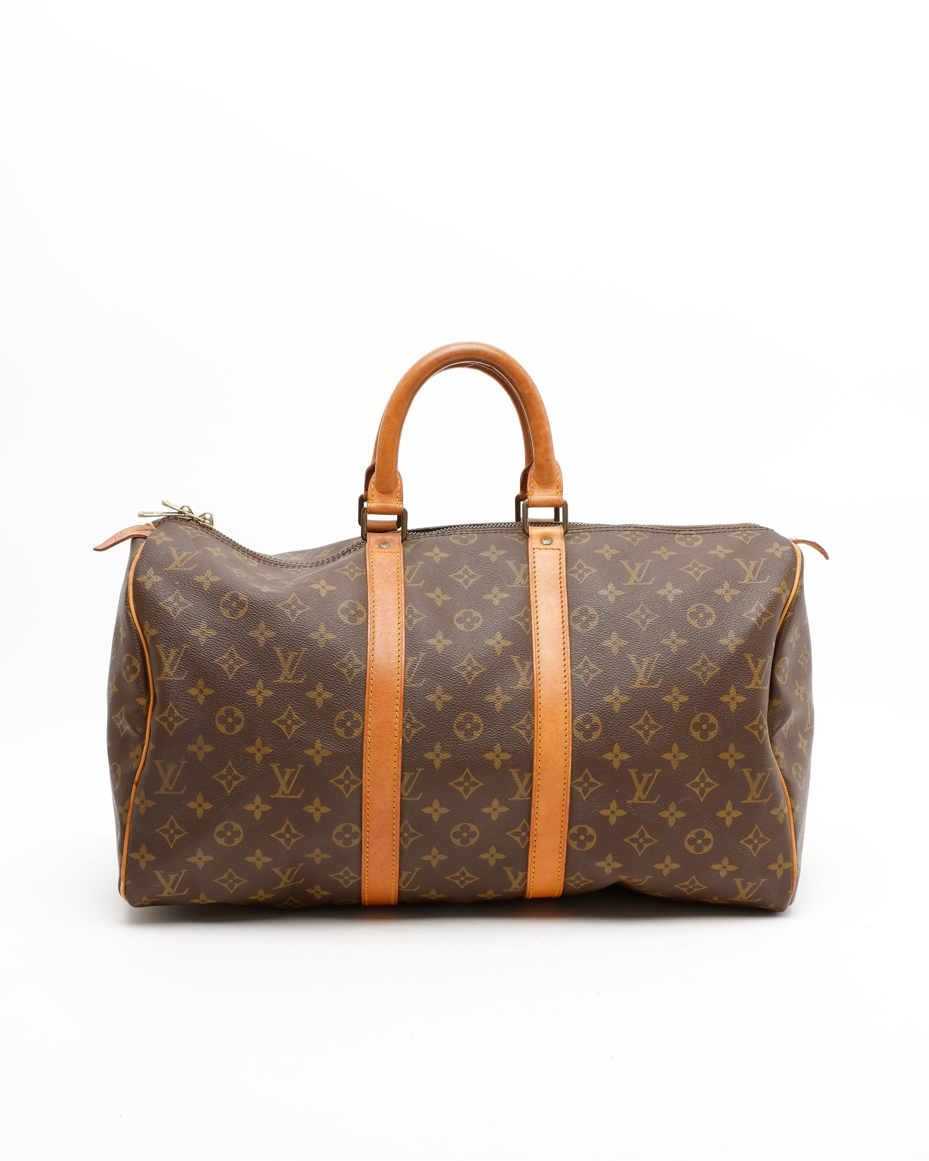 Pre-owned Louis Vuitton Monogram Keepall 45 Weekend Bag In Brown