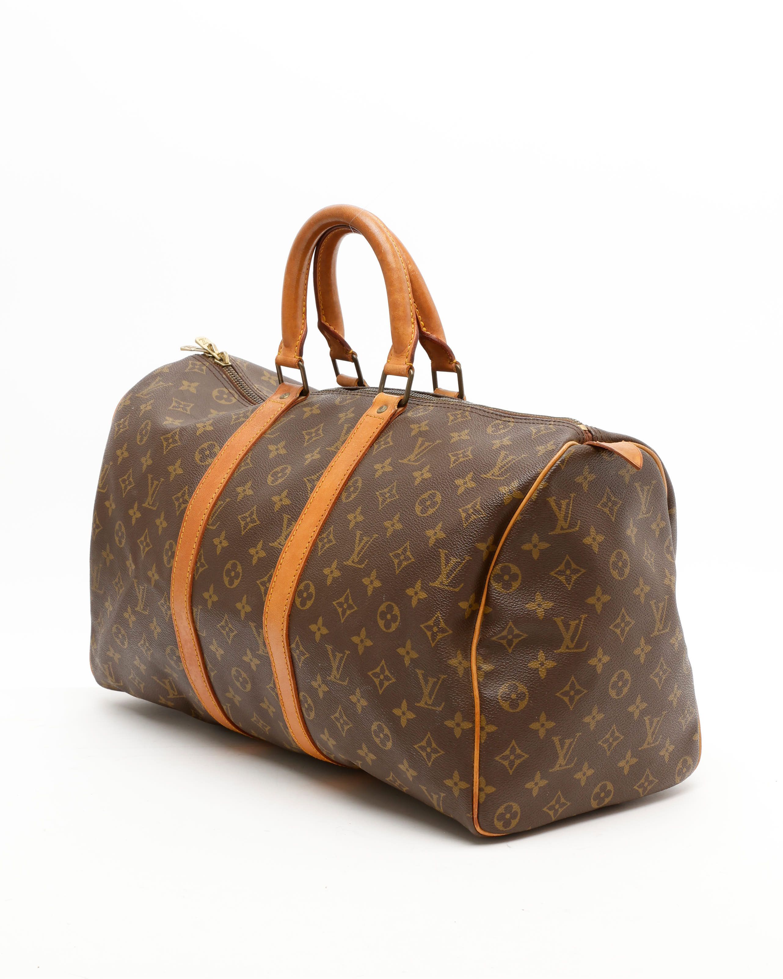 Pre-owned Louis Vuitton Monogram Keepall 45 Weekend Bag In Brown