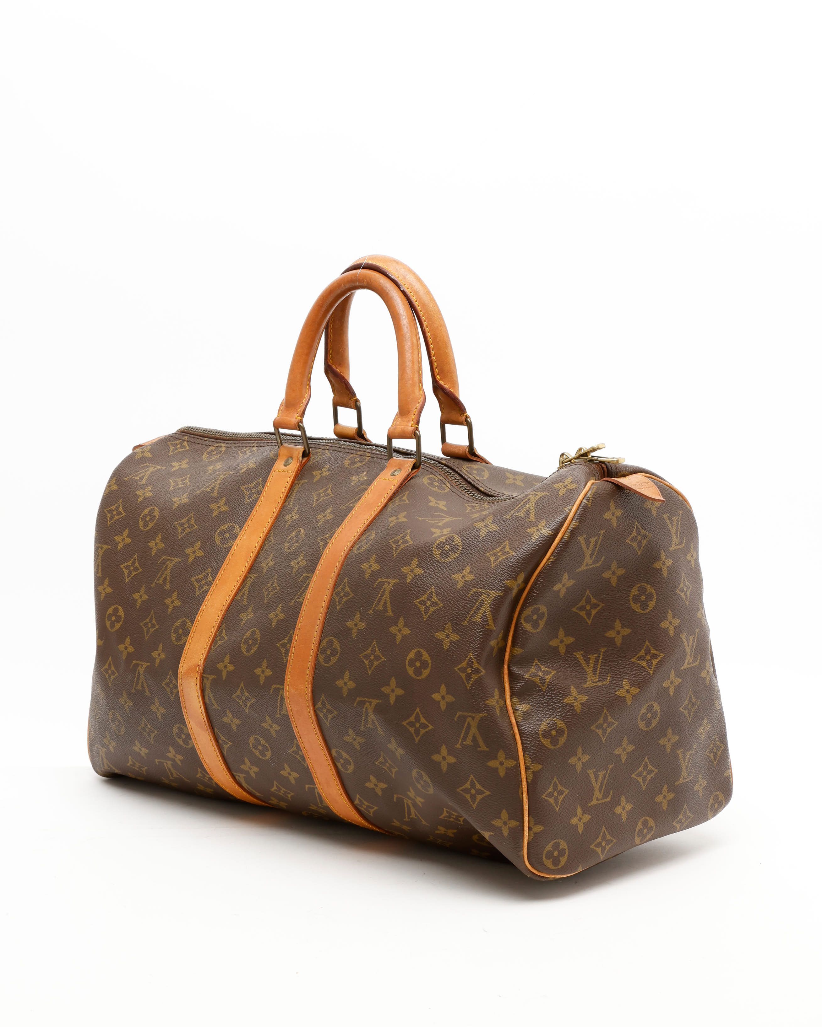 Pre-owned Louis Vuitton Monogram Keepall 45 Weekend Bag In Brown
